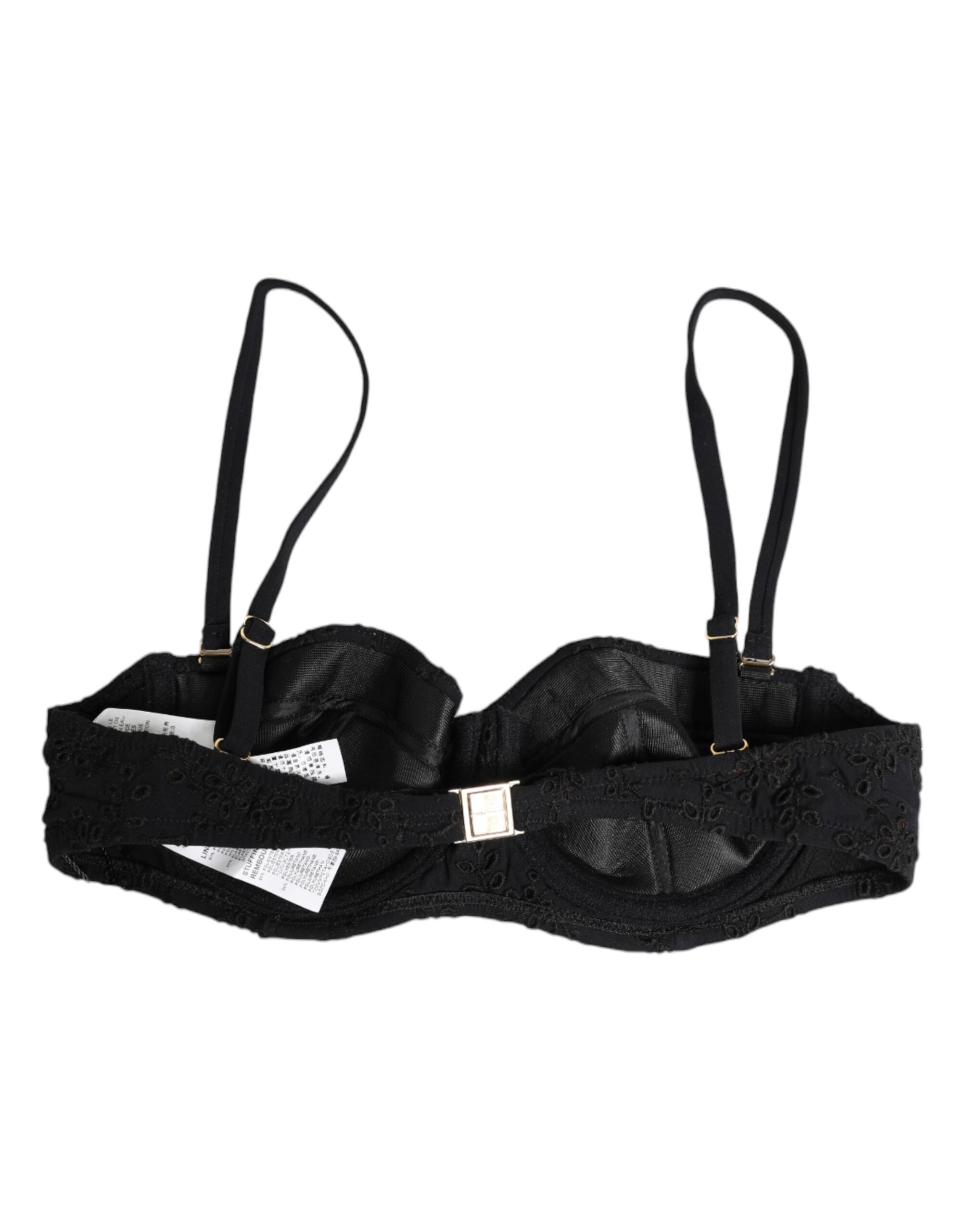 Dolce & Gabbana Black Polyester Embroidered Underwire Bra Underwear