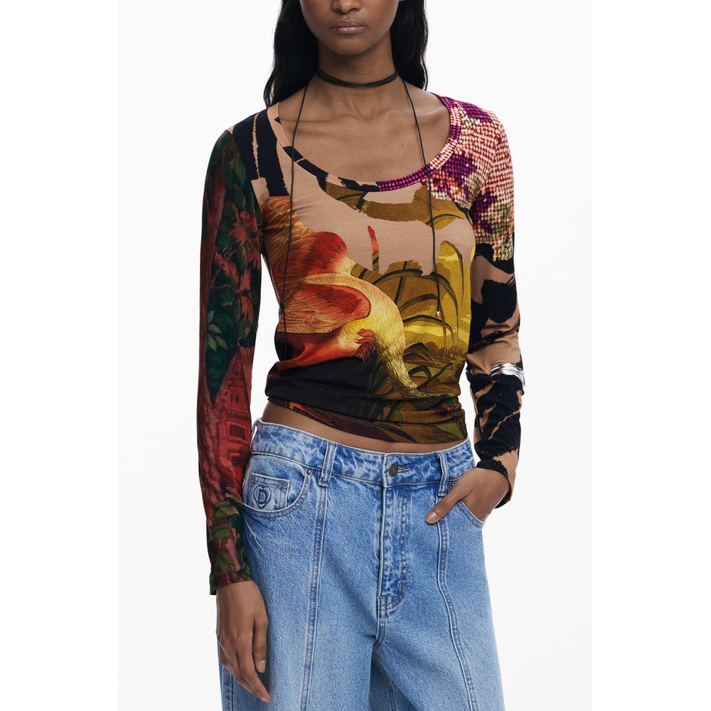 Desigual Brown Elastane Women T-Shirt