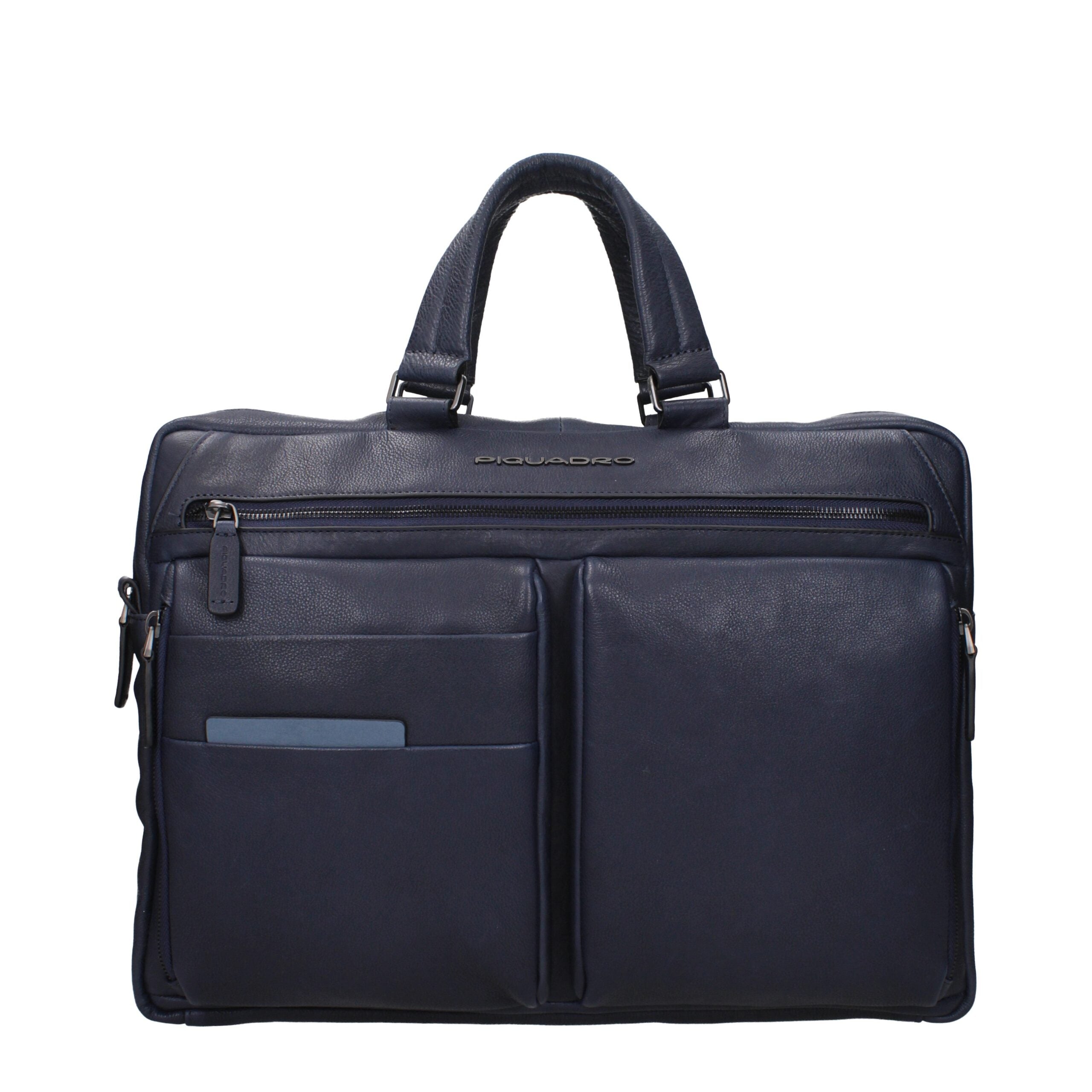 Piquadro Blue Leather Business And Laptop Bag