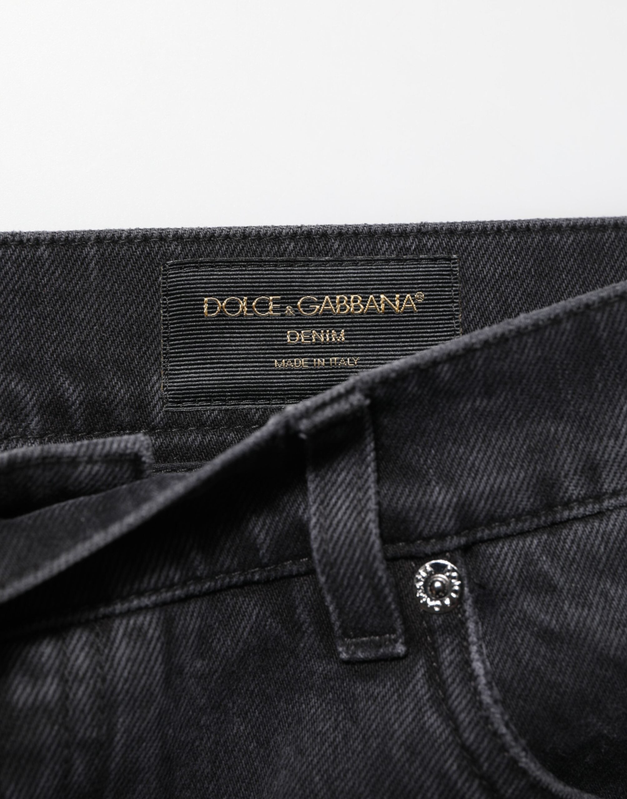 Dolce & Gabbana Black Denim Wide Leg Relaxed Fit Pants Jeans
