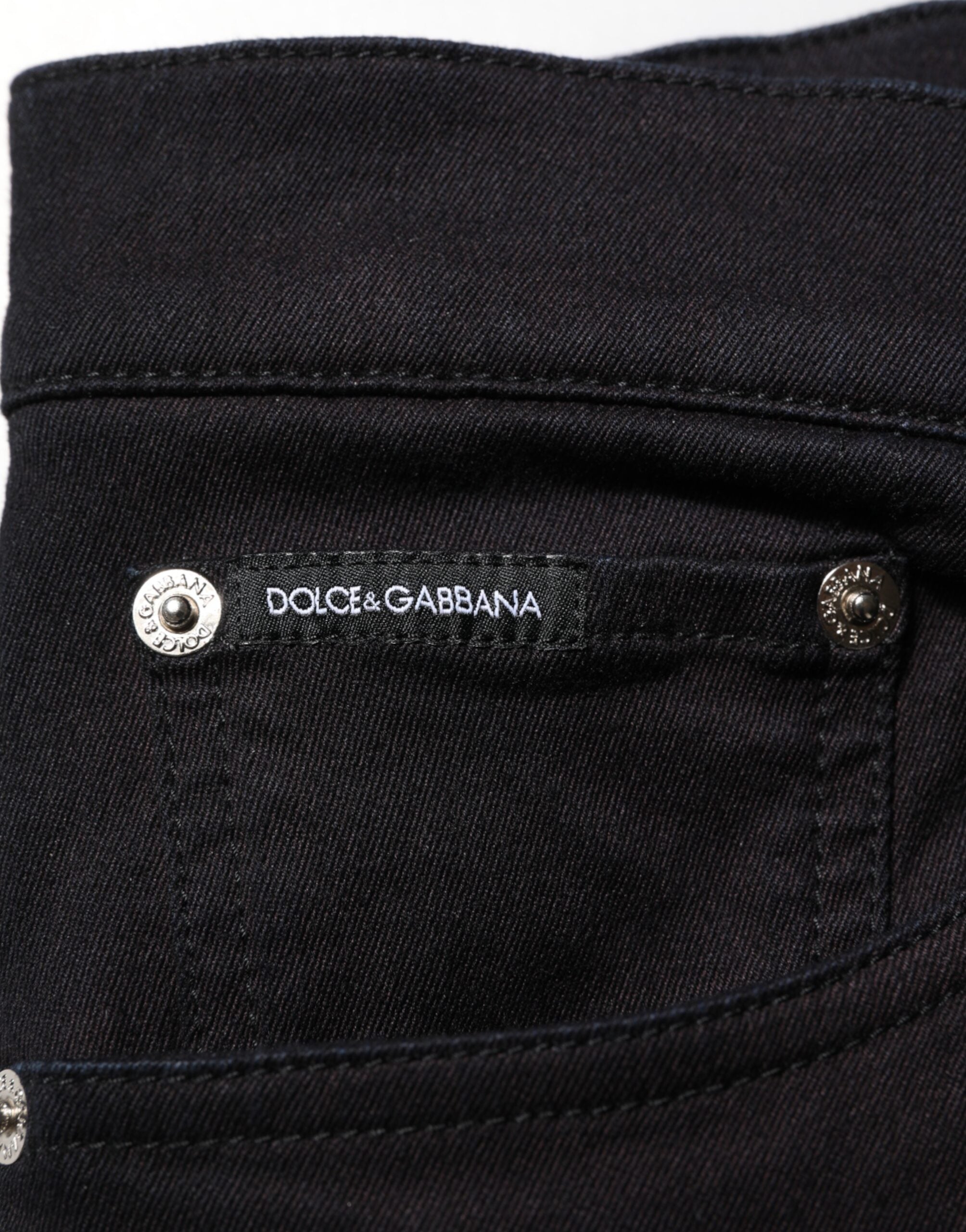 Dolce & Gabbana Black Cotton Blend Skinny Men Trouser Pants