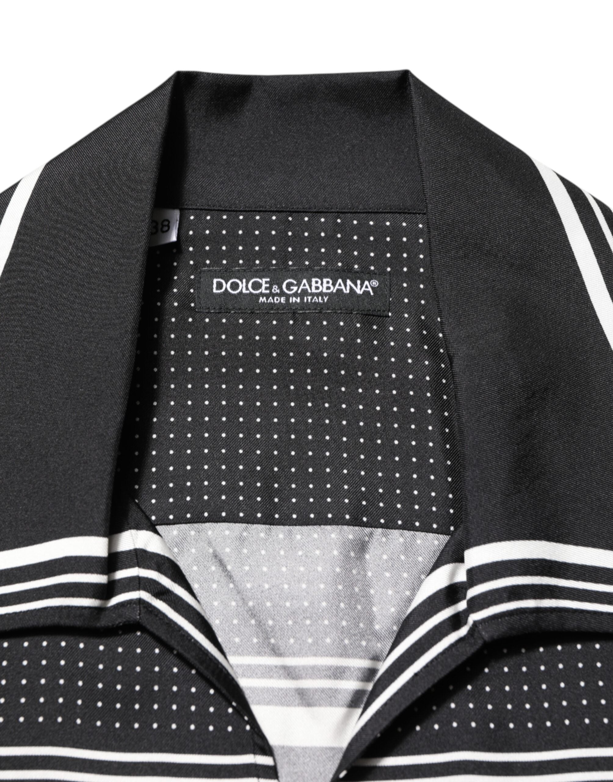 Dolce & Gabbana Black White StripeDot Print Casual Polo Shirt