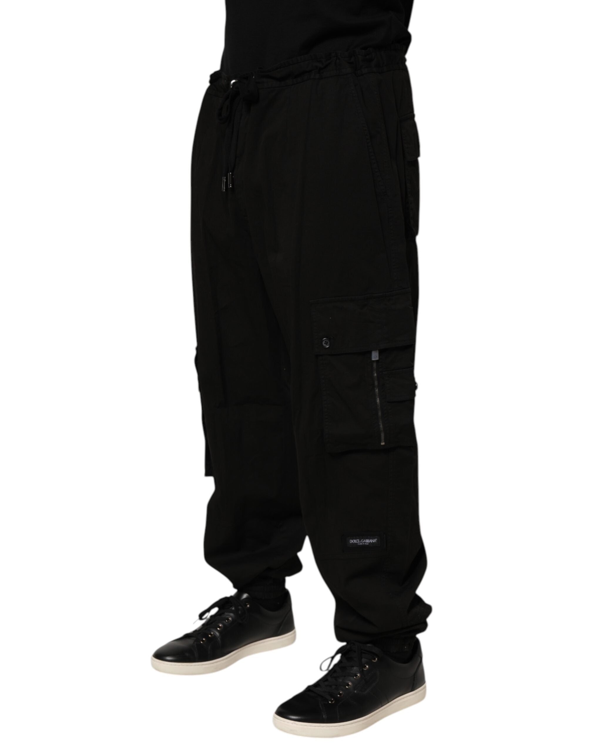 Dolce & Gabbana Black Cotton Cargo Jogger Sweatpants Pants