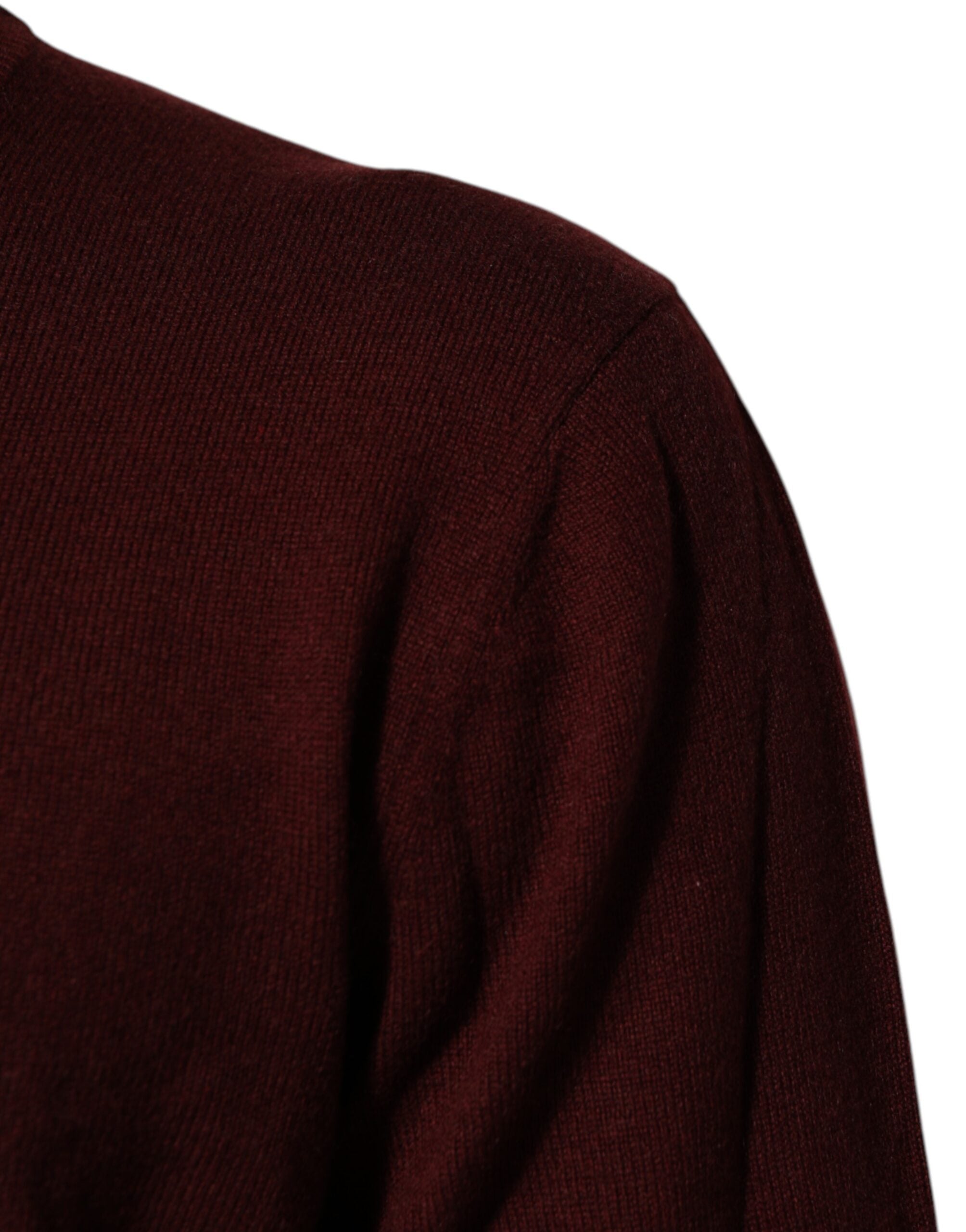 Dolce & Gabbana Maroon Cashmere Crew Neck Pullover Sweater