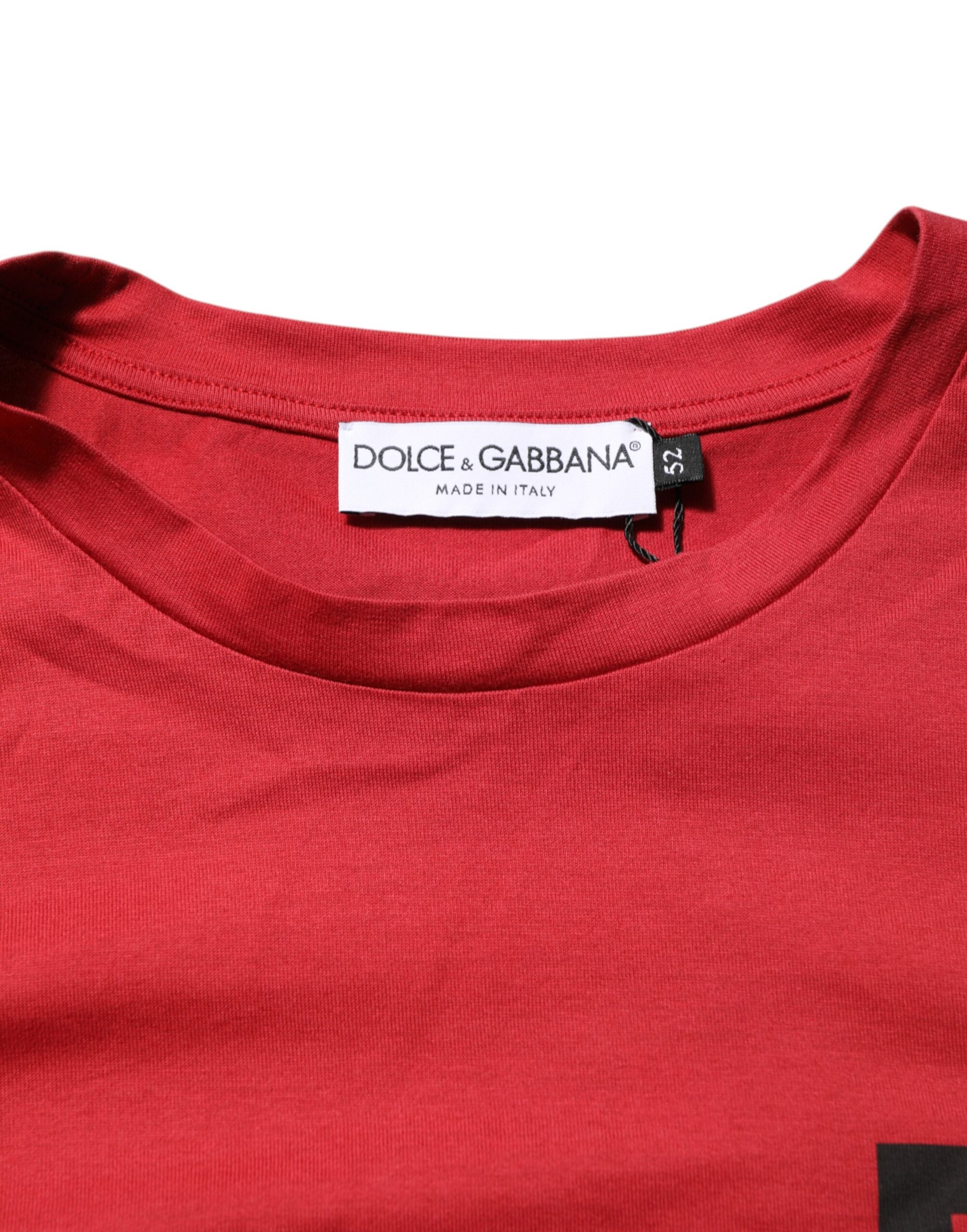 Dolce & Gabbana Red Logo Print Cotton Short Sleeve T-shirt