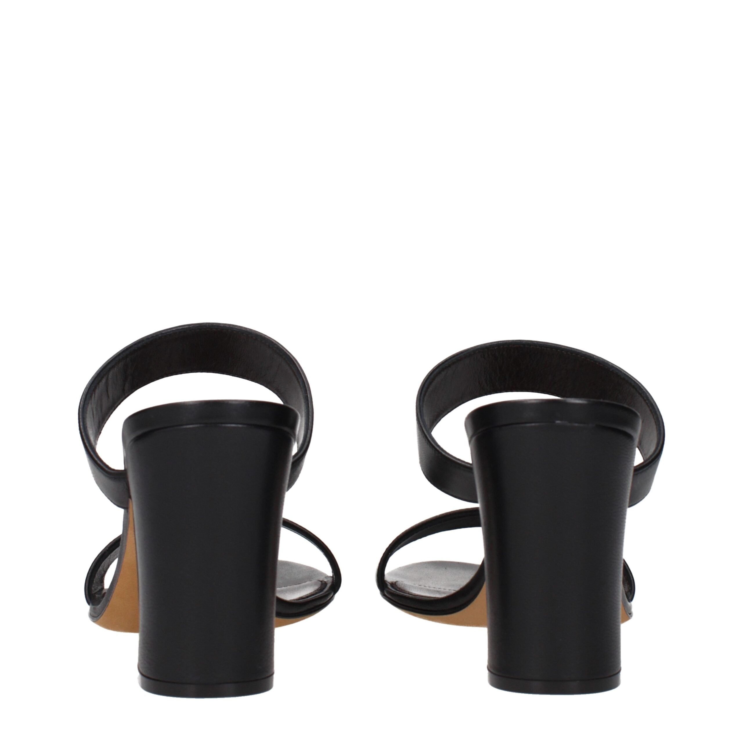 The Row Black Leather Stiletto Heel Sandals