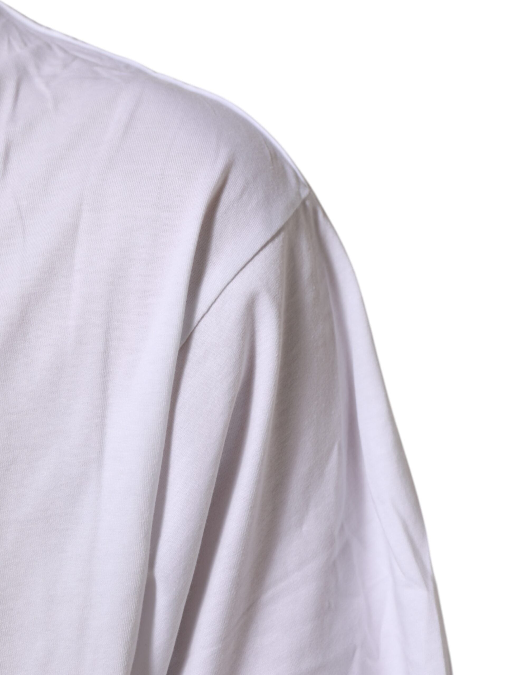 Dolce & Gabbana White Graphic Print Cotton Crew Neck T-shirt