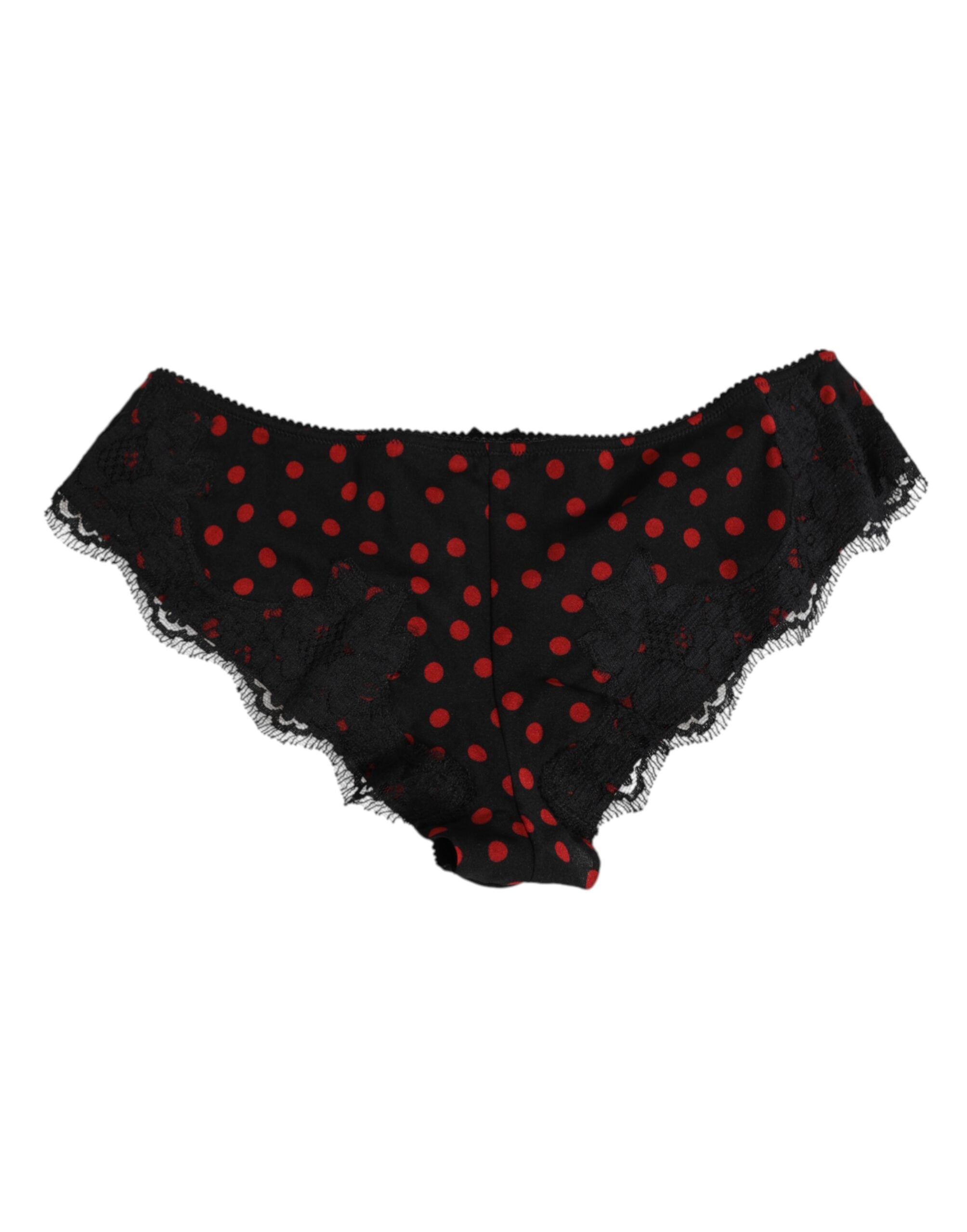 Dolce & Gabbana Black Polka Dotted Silk Low Waist Panty Underwear