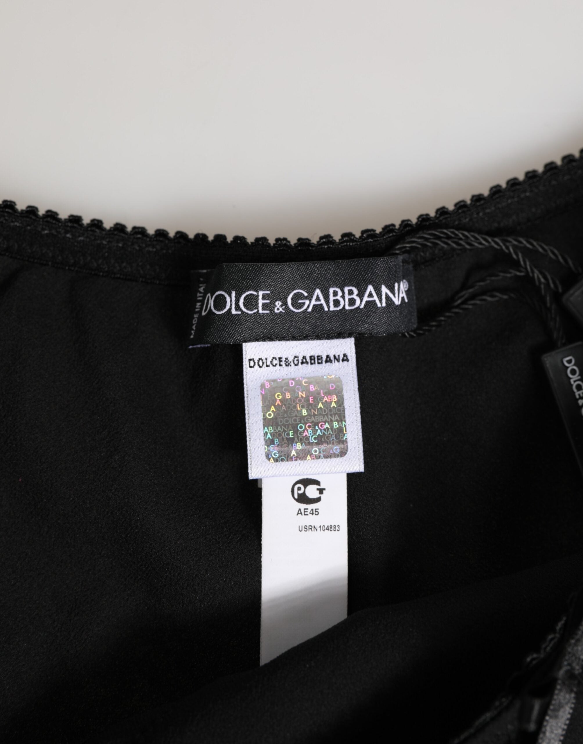 Dolce & Gabbana Black Silk Satin Floral Lace Panty Brief Underwear