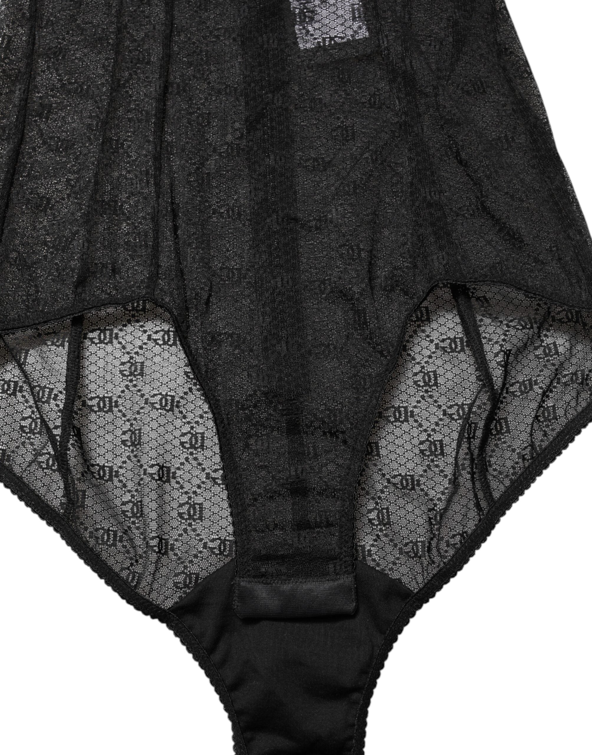 Dolce & Gabbana Black Nylon Stretch Bodysuit Lingerie Underwear
