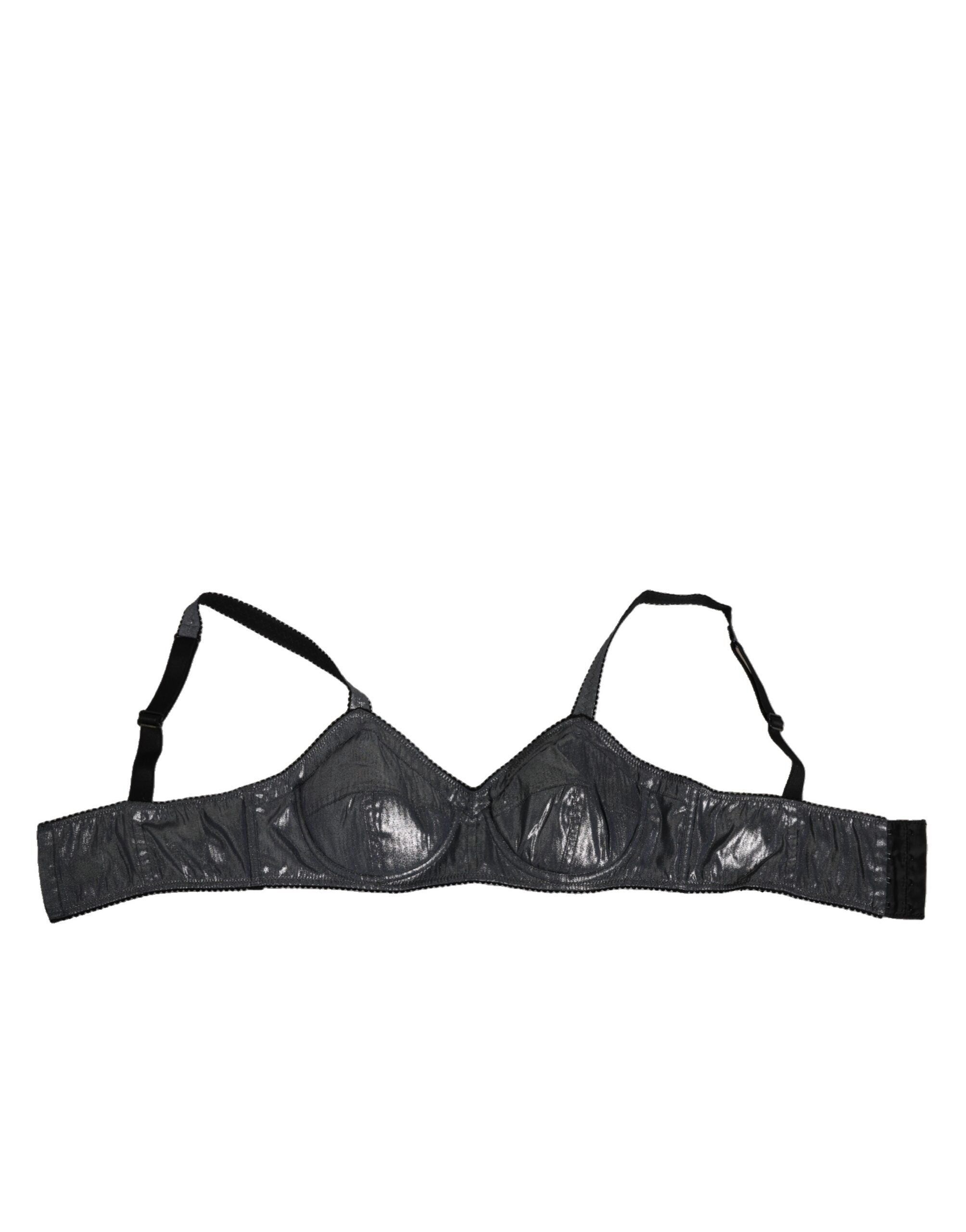 Dolce & Gabbana Dark Gray Silk Stretch Balconcino Bra Underwear