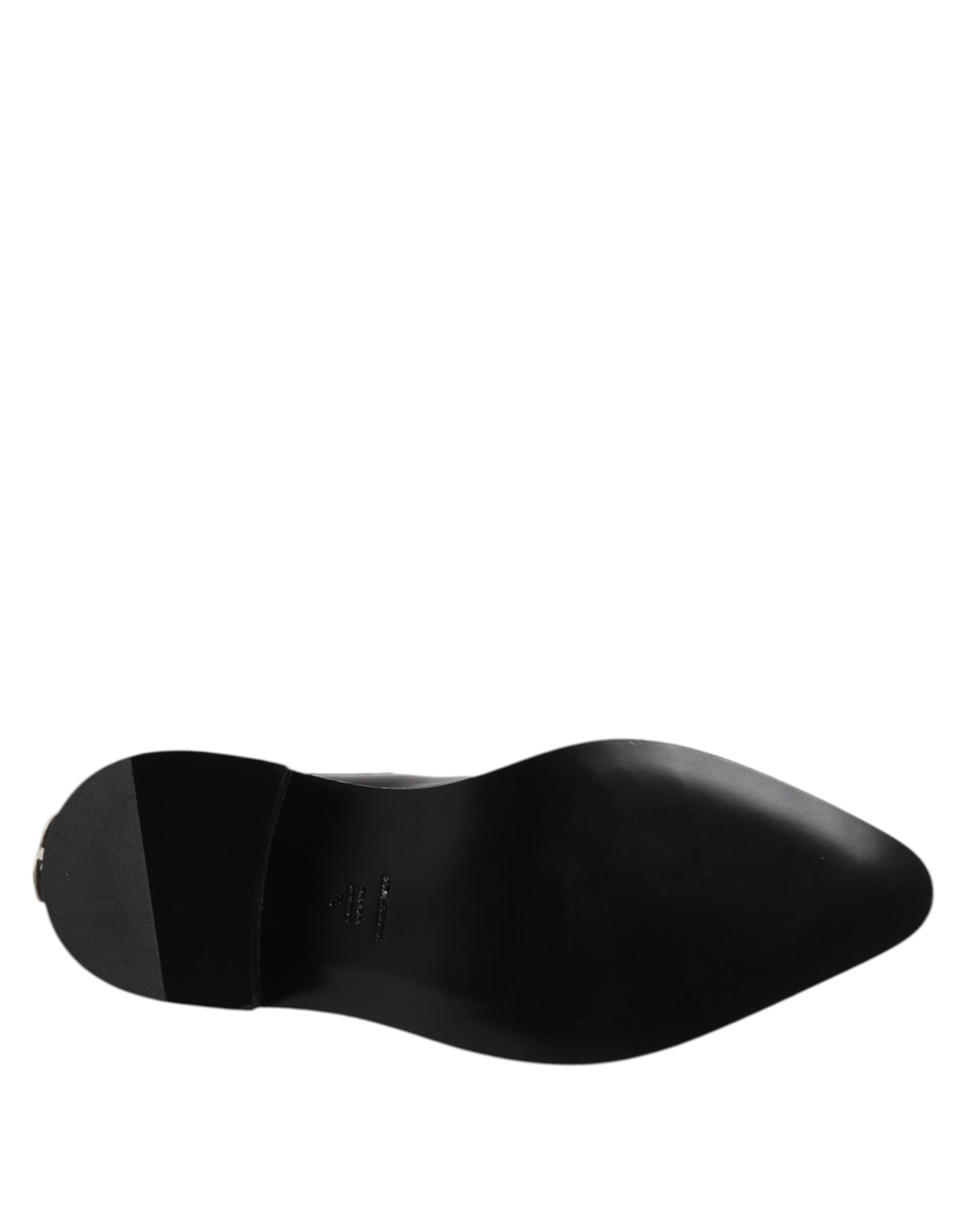 Dolce & Gabbana Black Leather Studded Men Short Boots Shoes