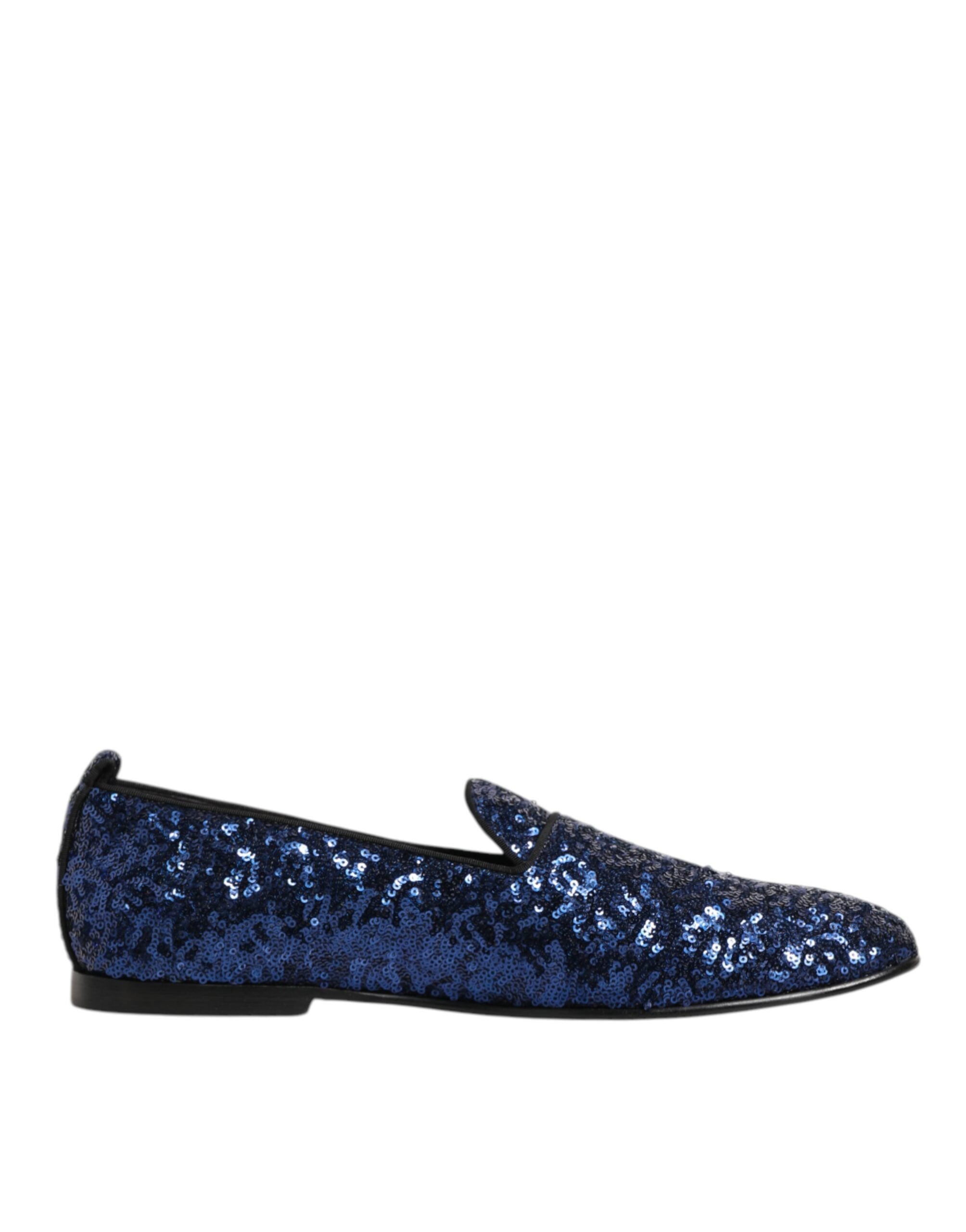 Dolce & Gabbana Blue Sequined Loafers Slippers Men Dress Shoes