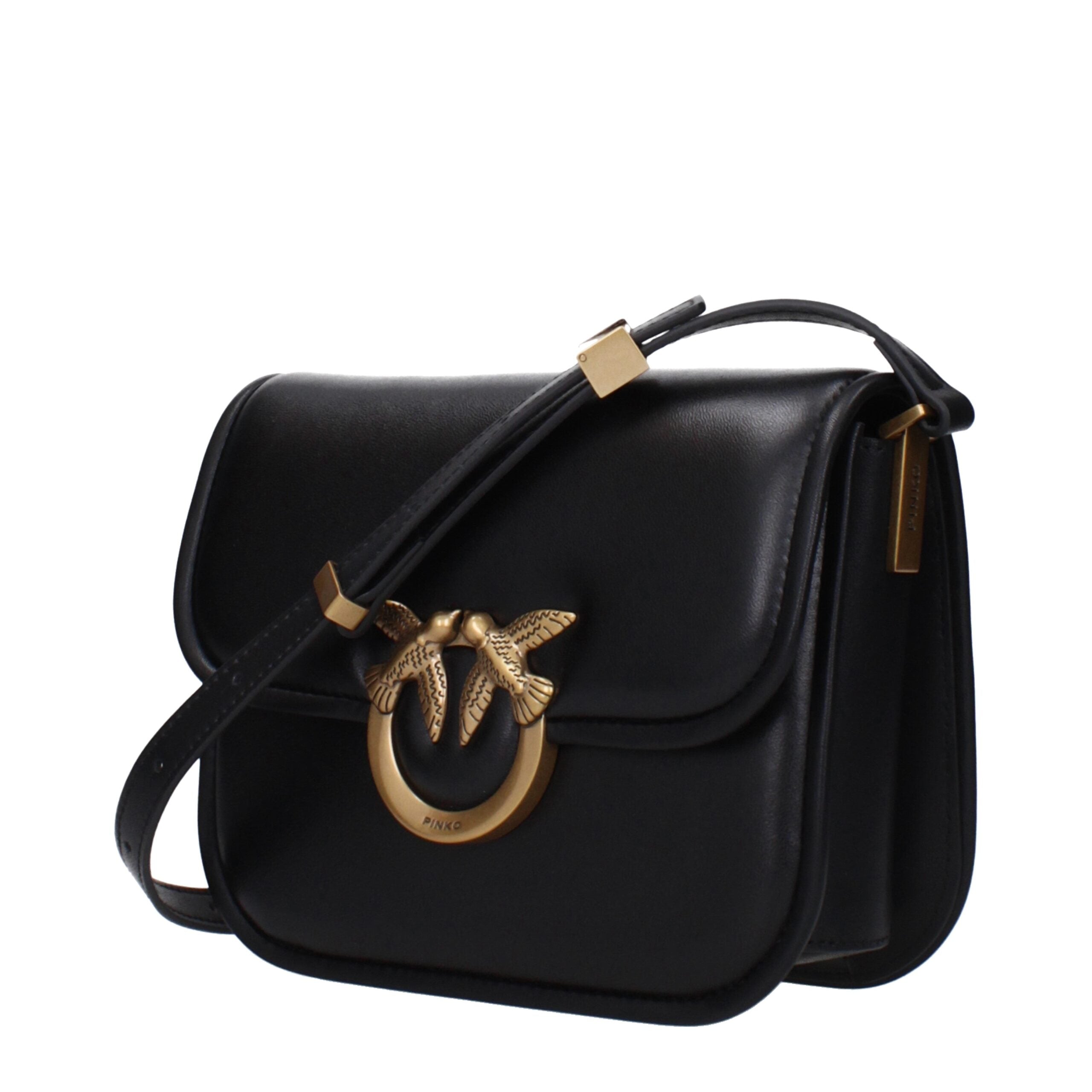 PINKO Black Leather Crossbody Bag