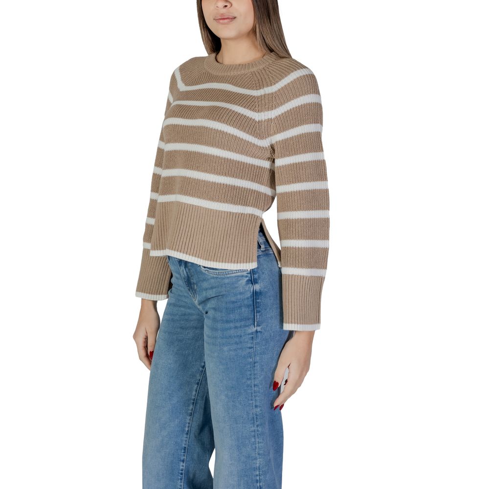 Vila Clothes Beige Cotton Sweatshirt