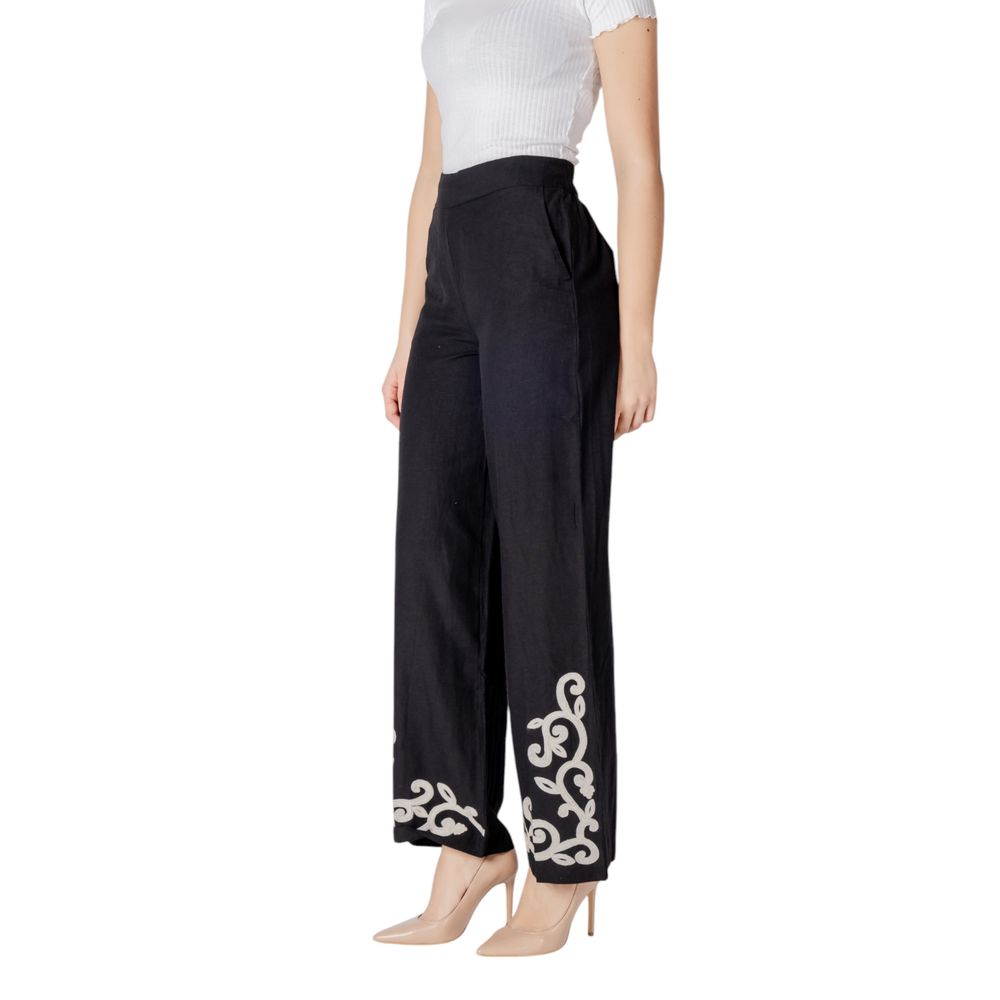 Vila Clothes Black Viscose Flared Pants