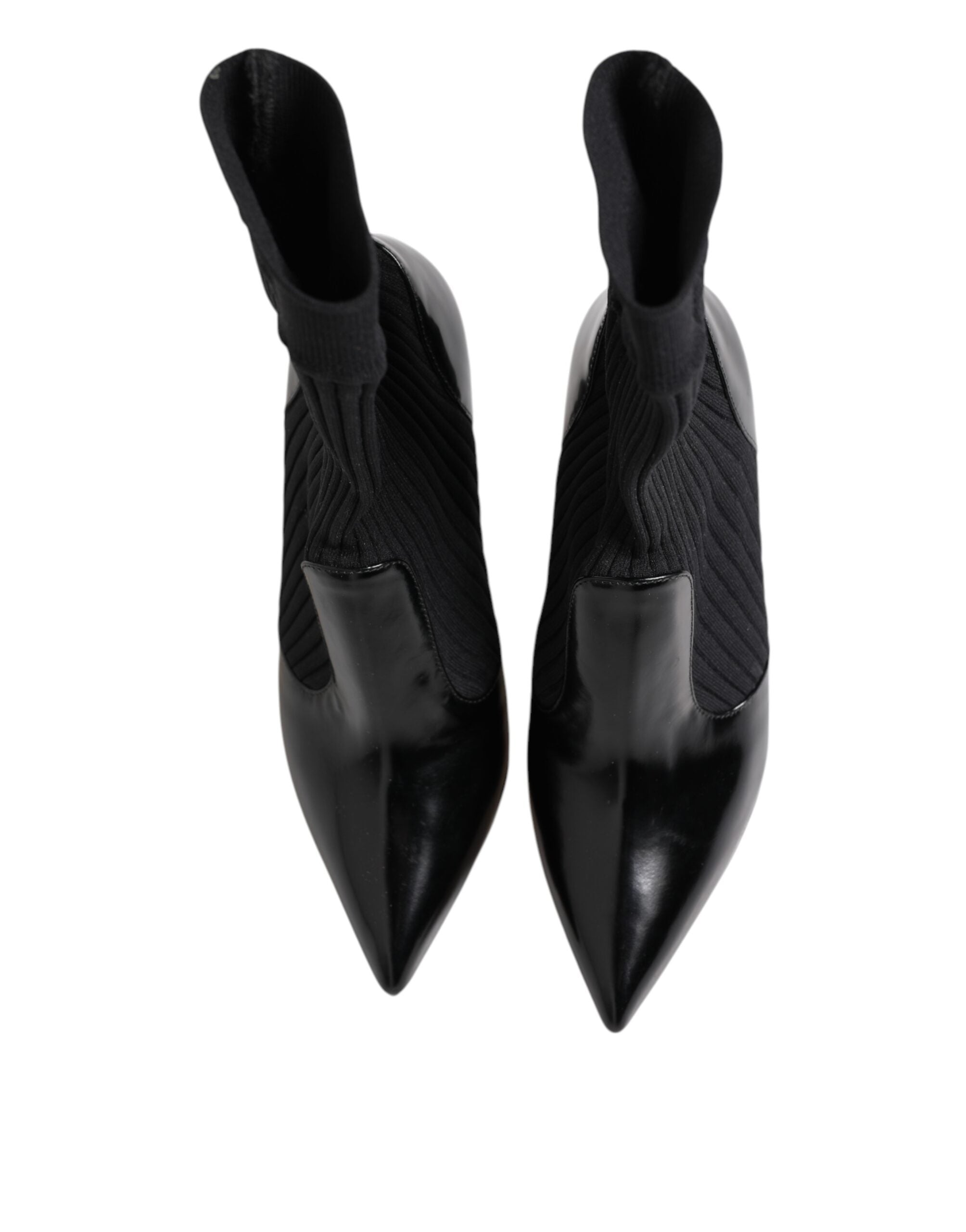 Dolce & Gabbana Black Stretch Stilettos Booties Socks Shoes