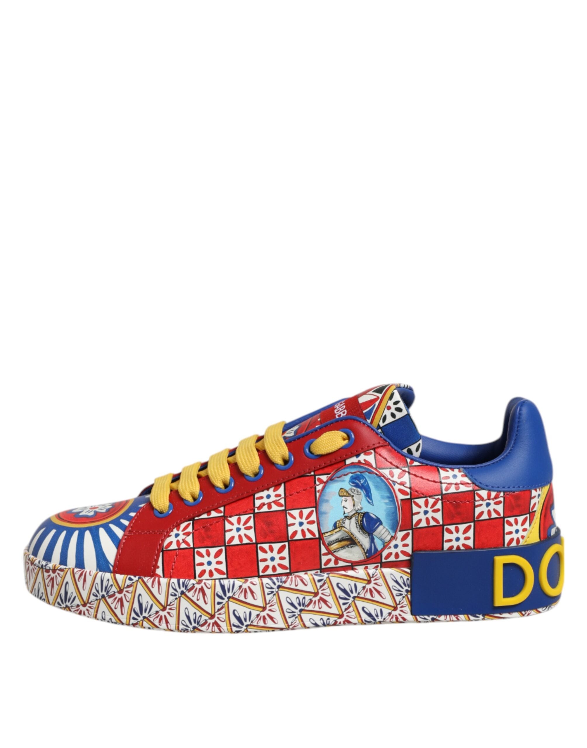 Dolce & Gabbana Portofino Carretto Printed Leather Sneakers Shoes