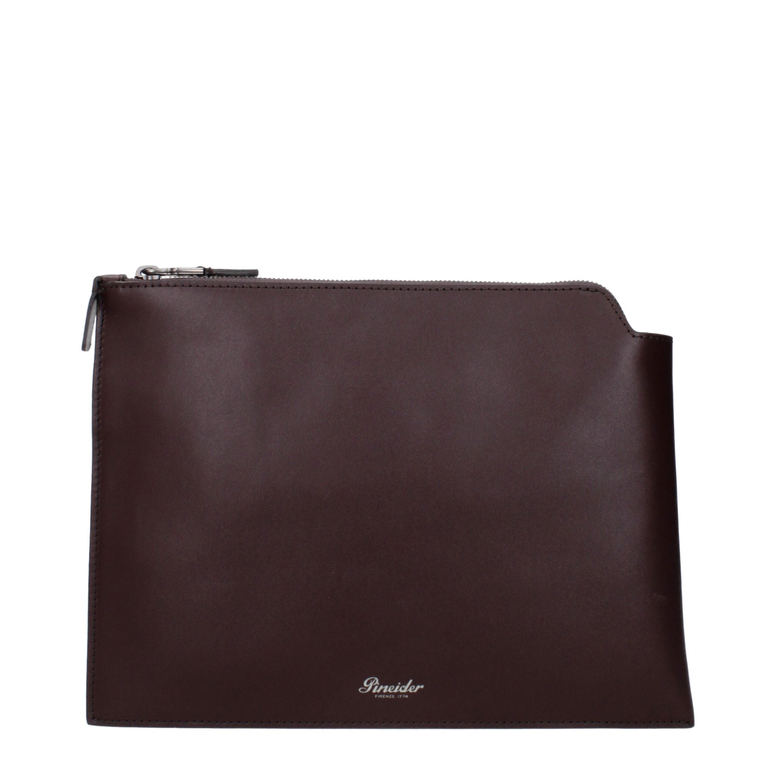 Pineider Brown Leather Clutch Bag