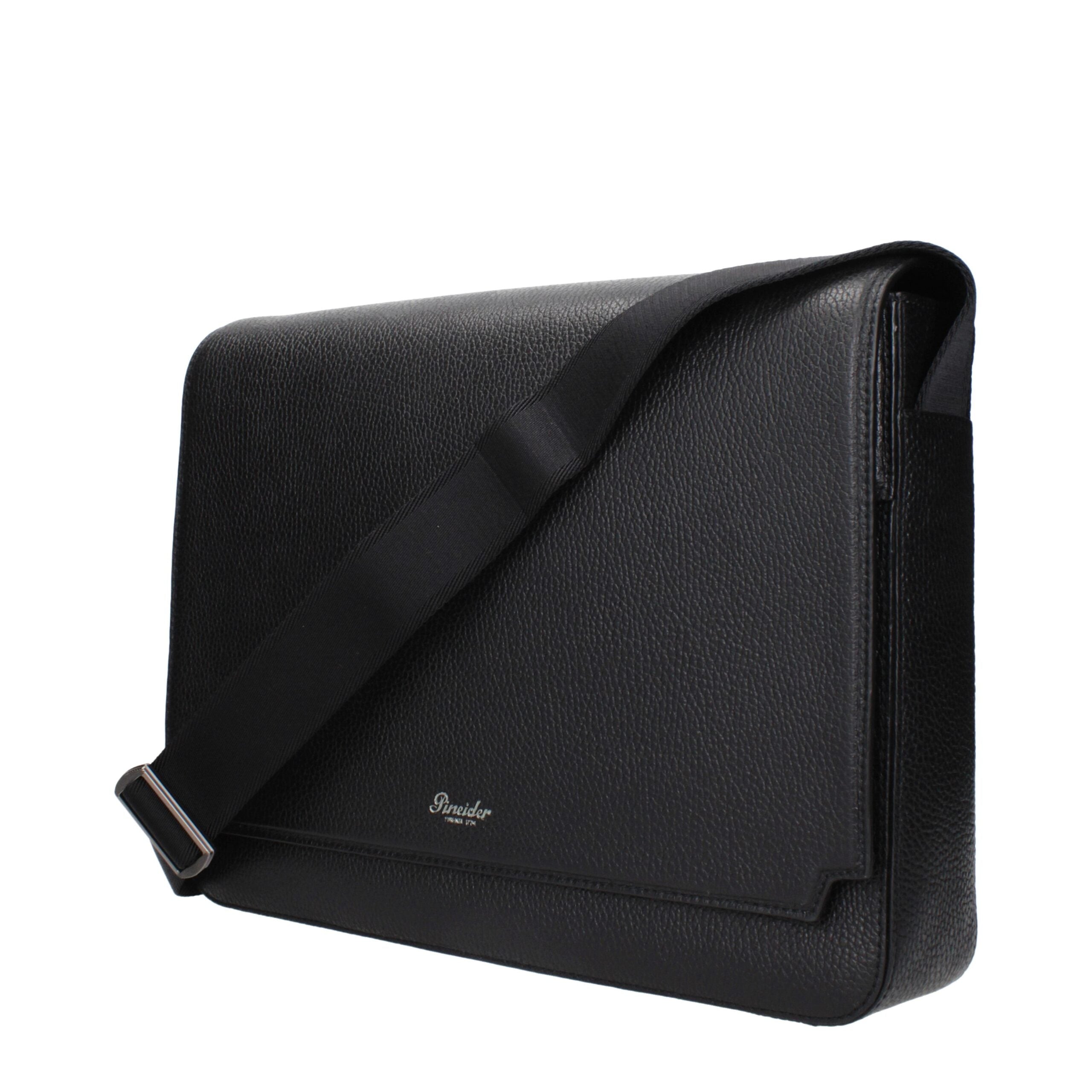 Pineider Black Leather Crossbody Bag