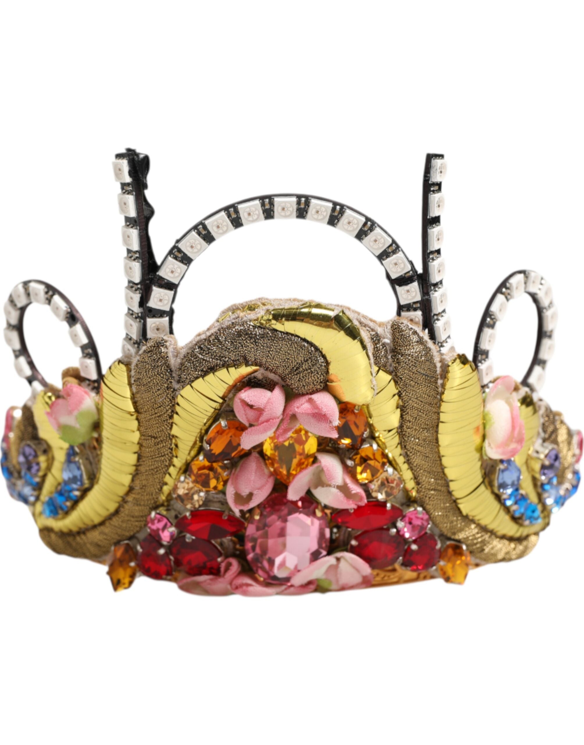 Dolce & Gabbana Gold Brass Crystal Embellished Headpiece Crown Diadem Tiara