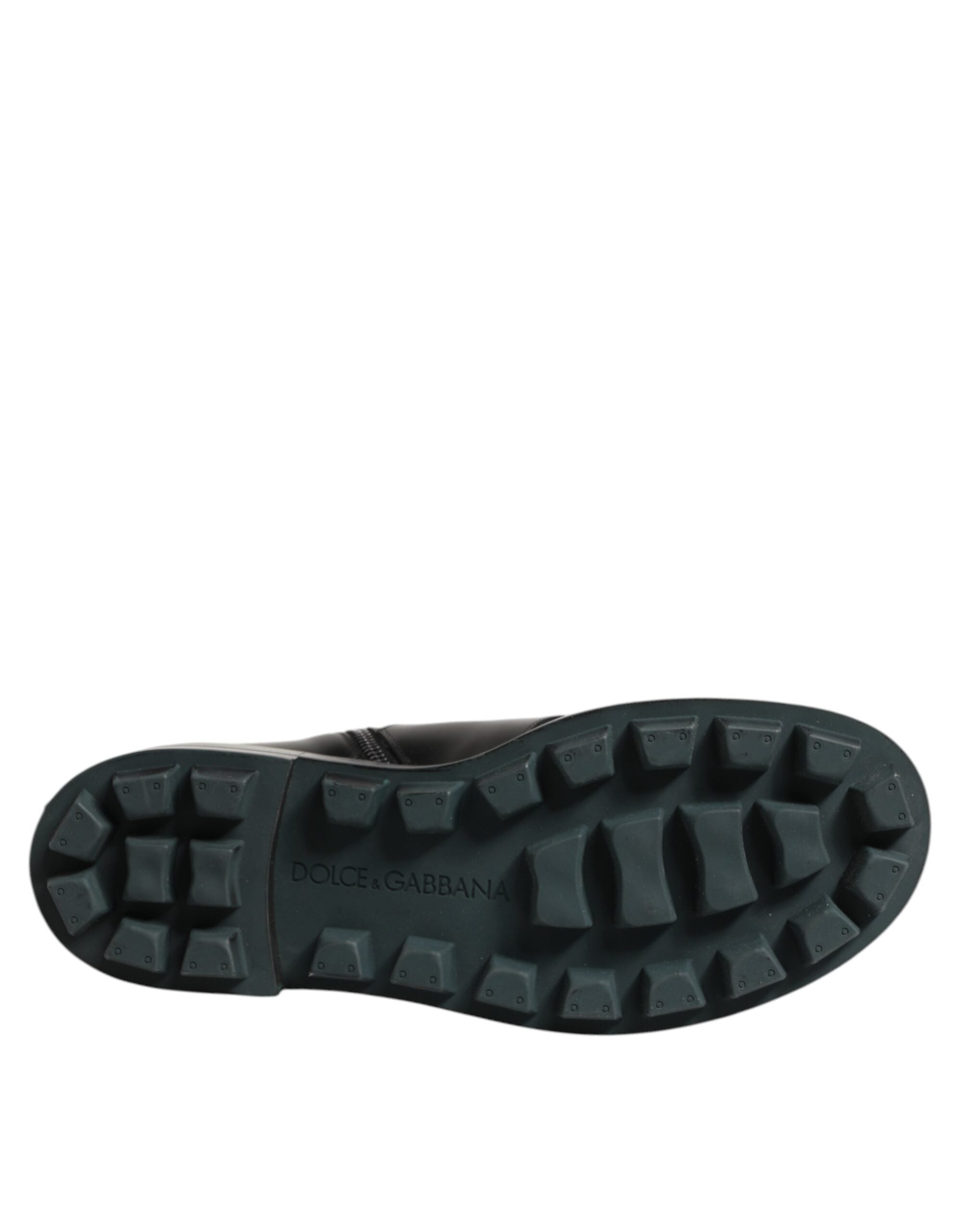 Dolce & Gabbana Black Logo Plaque Mid Calf Biker Boots Shoes