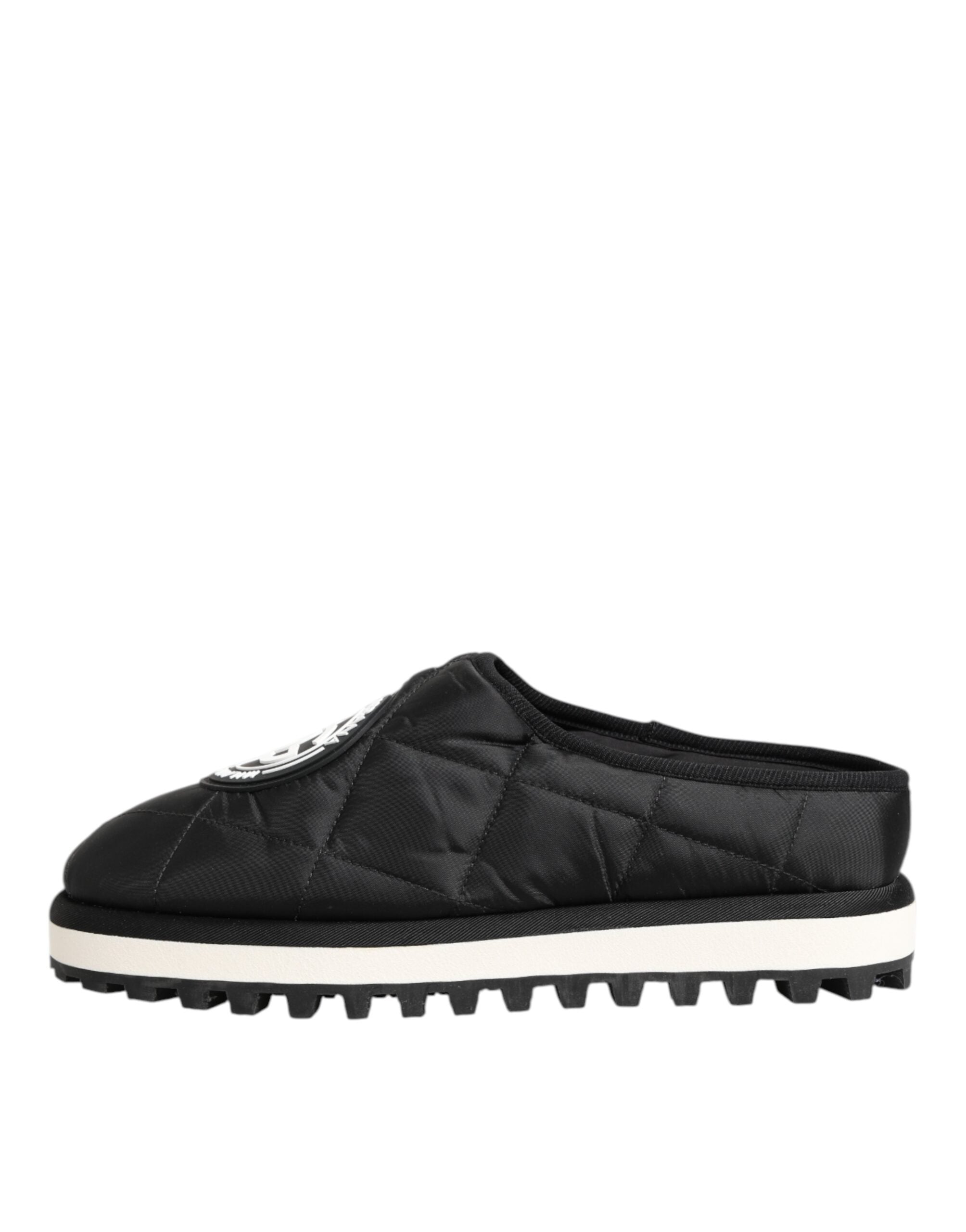 Dolce & Gabbana Black Nylon Low Top Slip On Sneaker Shoes