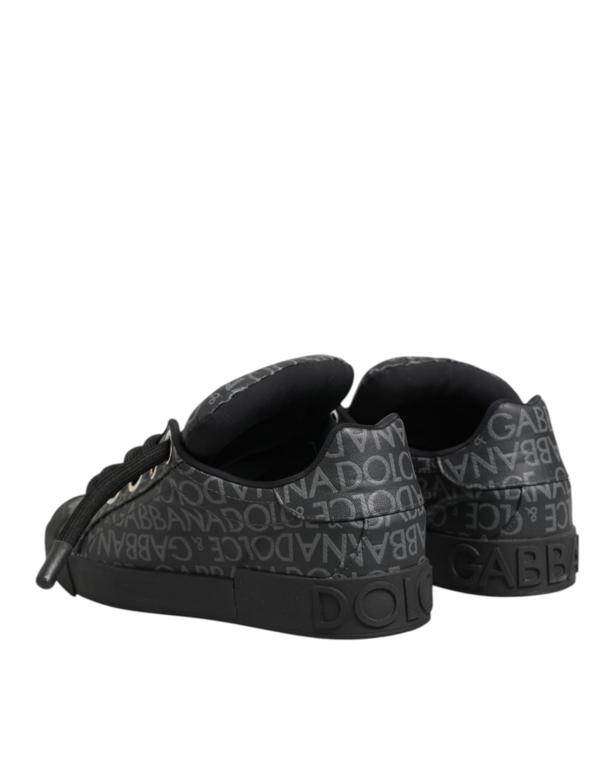 Dolce & Gabbana Black Cotton Denim Logo Low Top Sneakers  Shoes