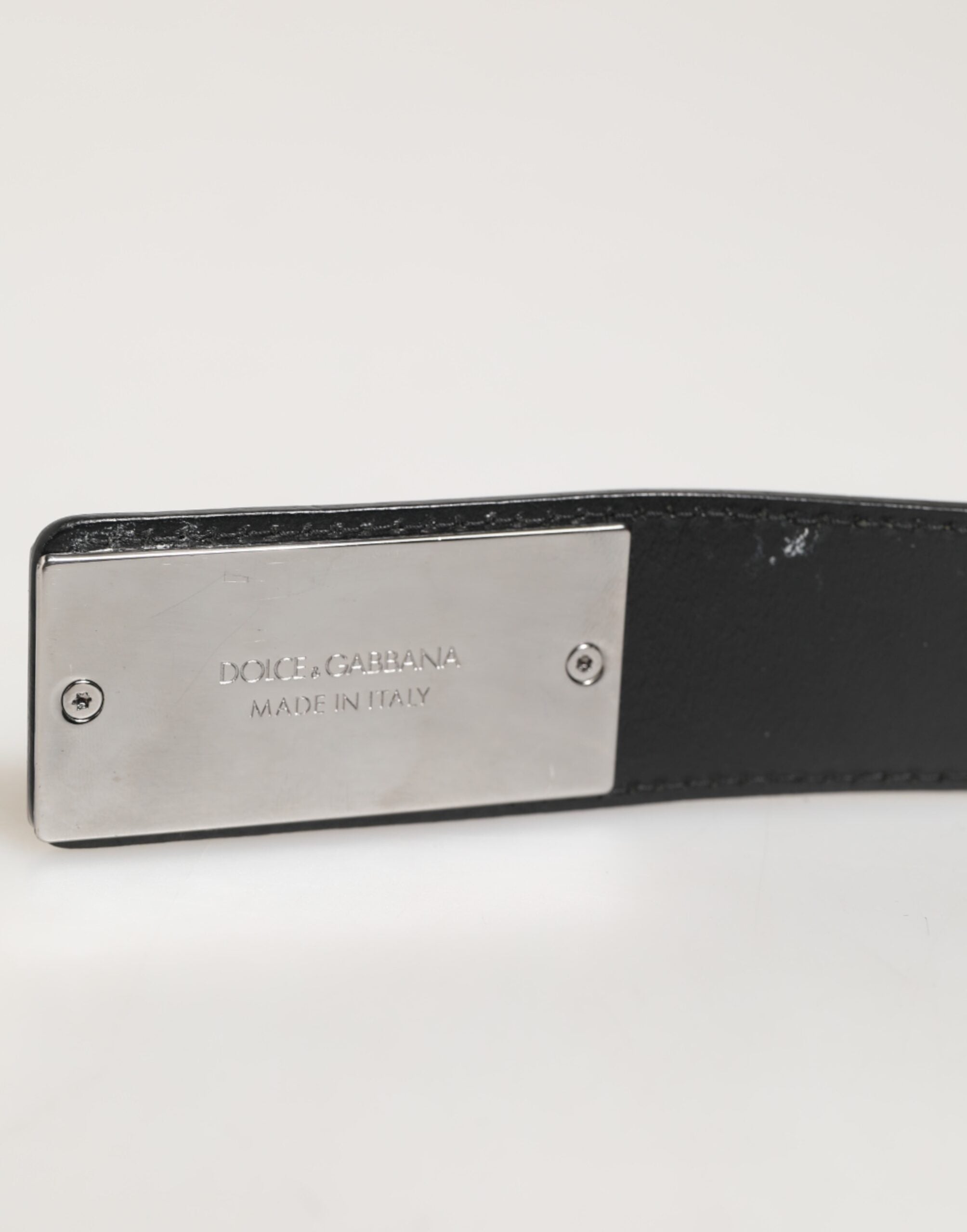 Dolce & Gabbana Black Leather Classic Metal Logo Buckle Belt