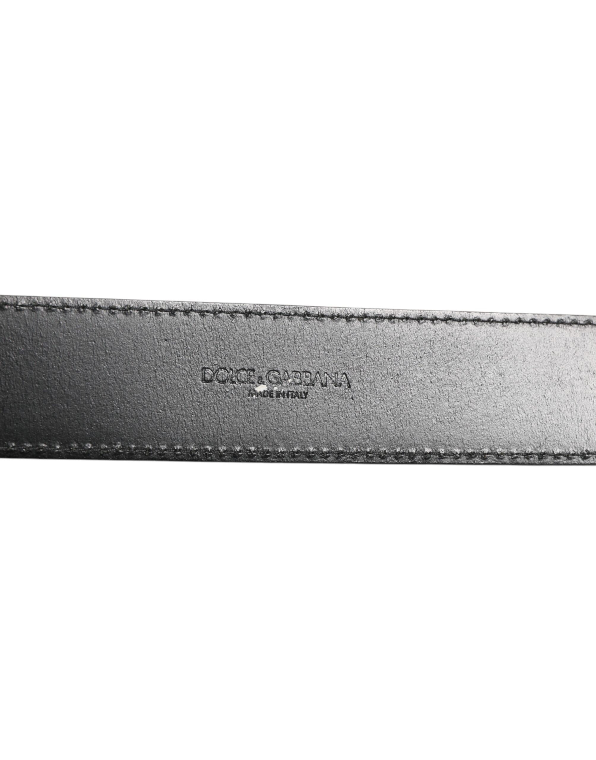 Dolce & Gabbana Black Leather Classic Metal Logo Buckle Belt