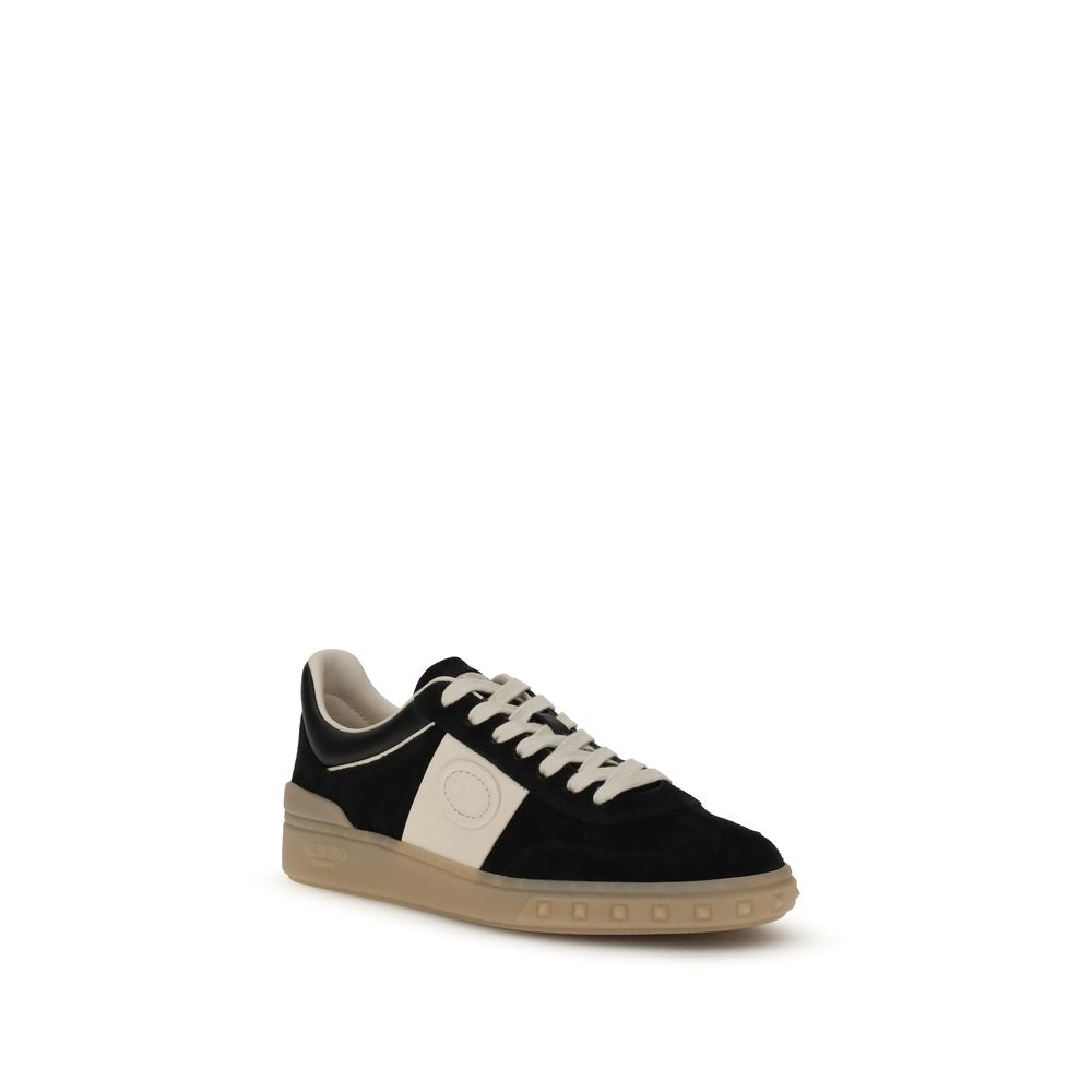 Valentino Garavani Black Calf Leather Bos Taurus Low Top Sneakers
