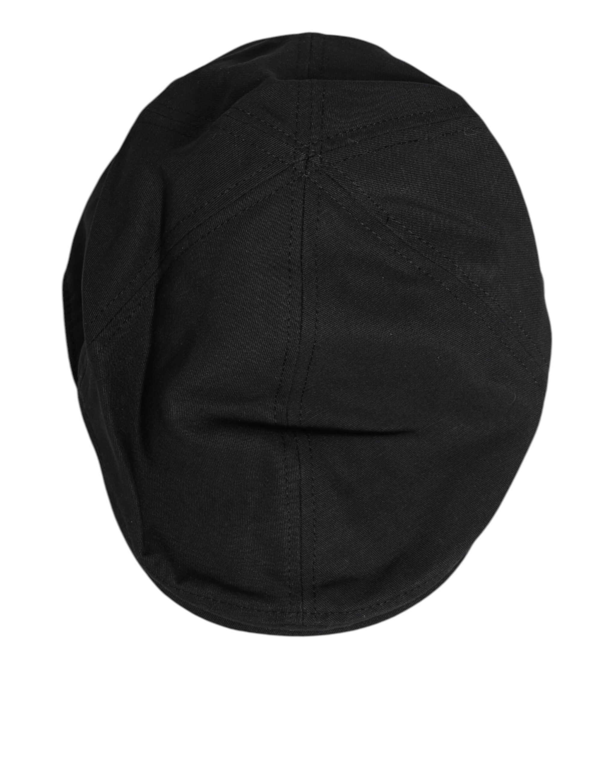 Dolce & Gabbana Black Cotton Blend Newsboy Men Cloth Cap Hat