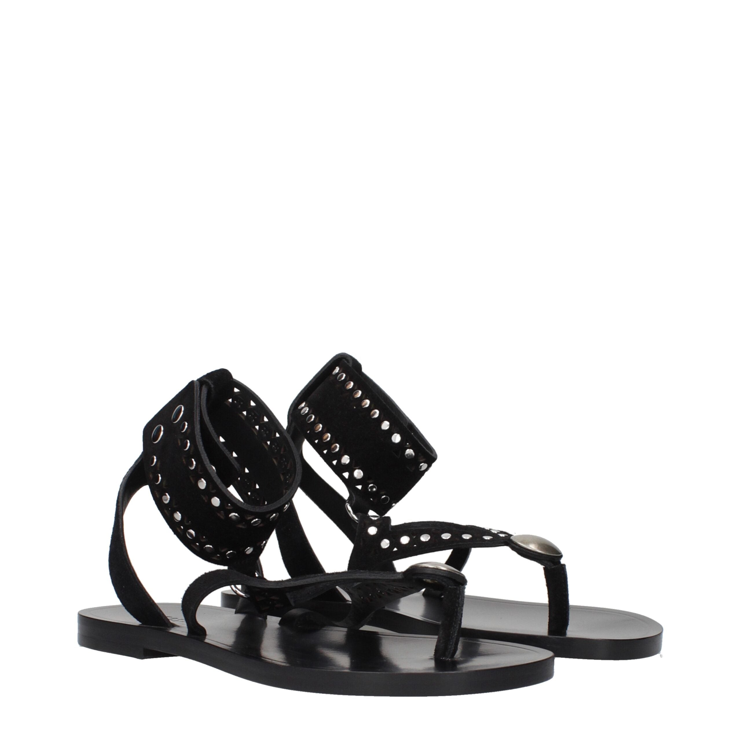 Isabel Marant Black Leather Flip-Flop Sandals