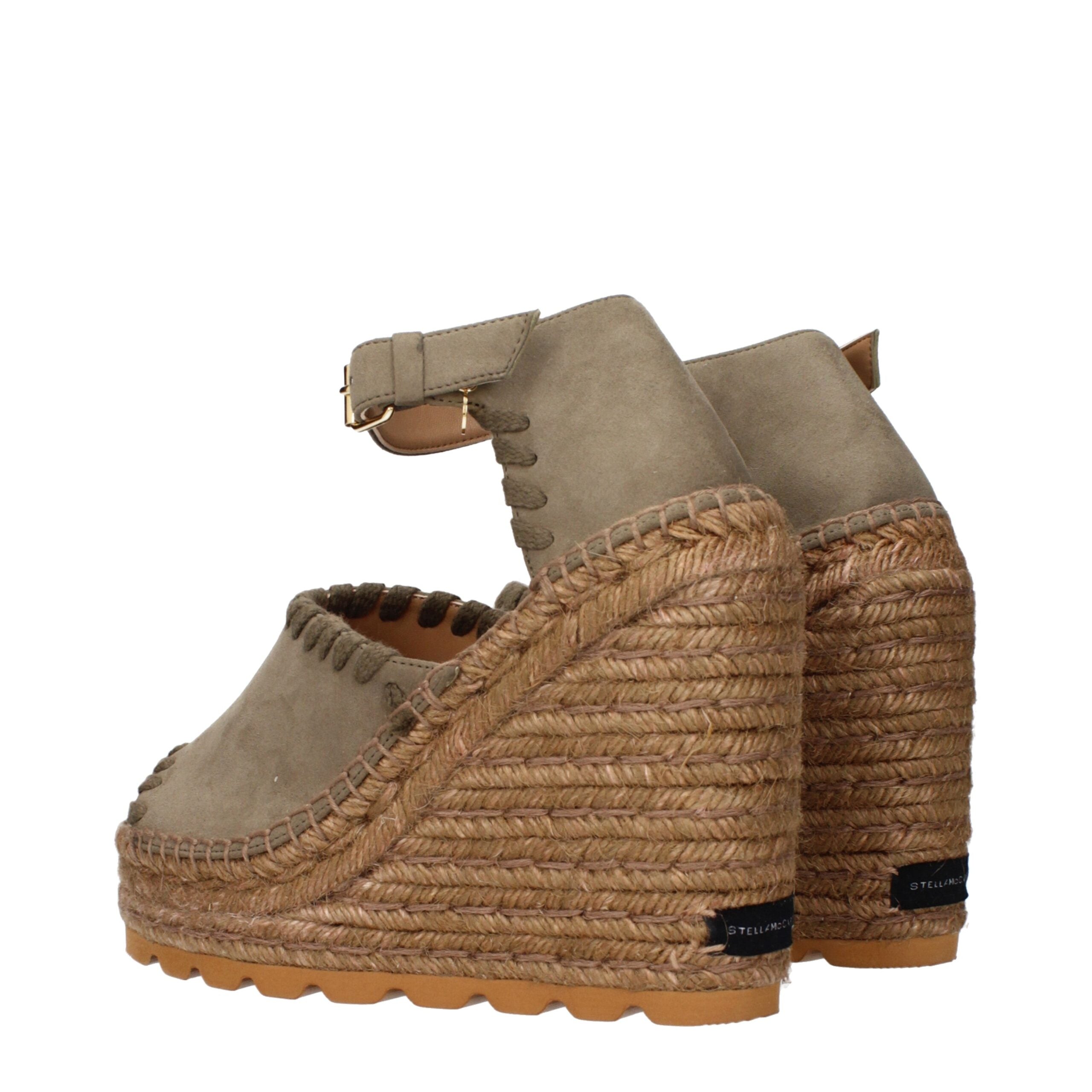 Stella McCartney Green Leather Wedge Sandals