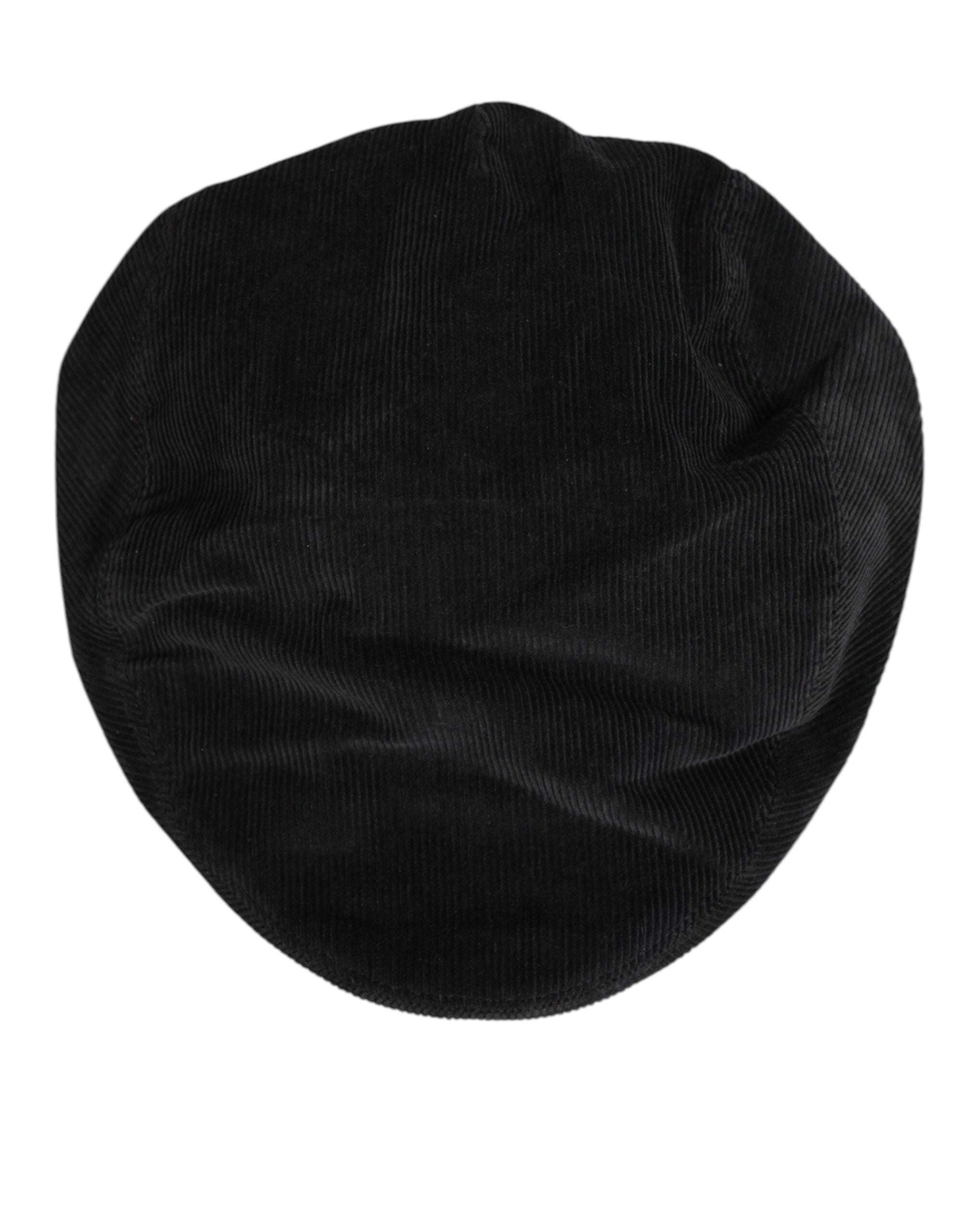 Dolce & Gabbana Black Cotton DG Logo Newsboy Cloth Capello Hat