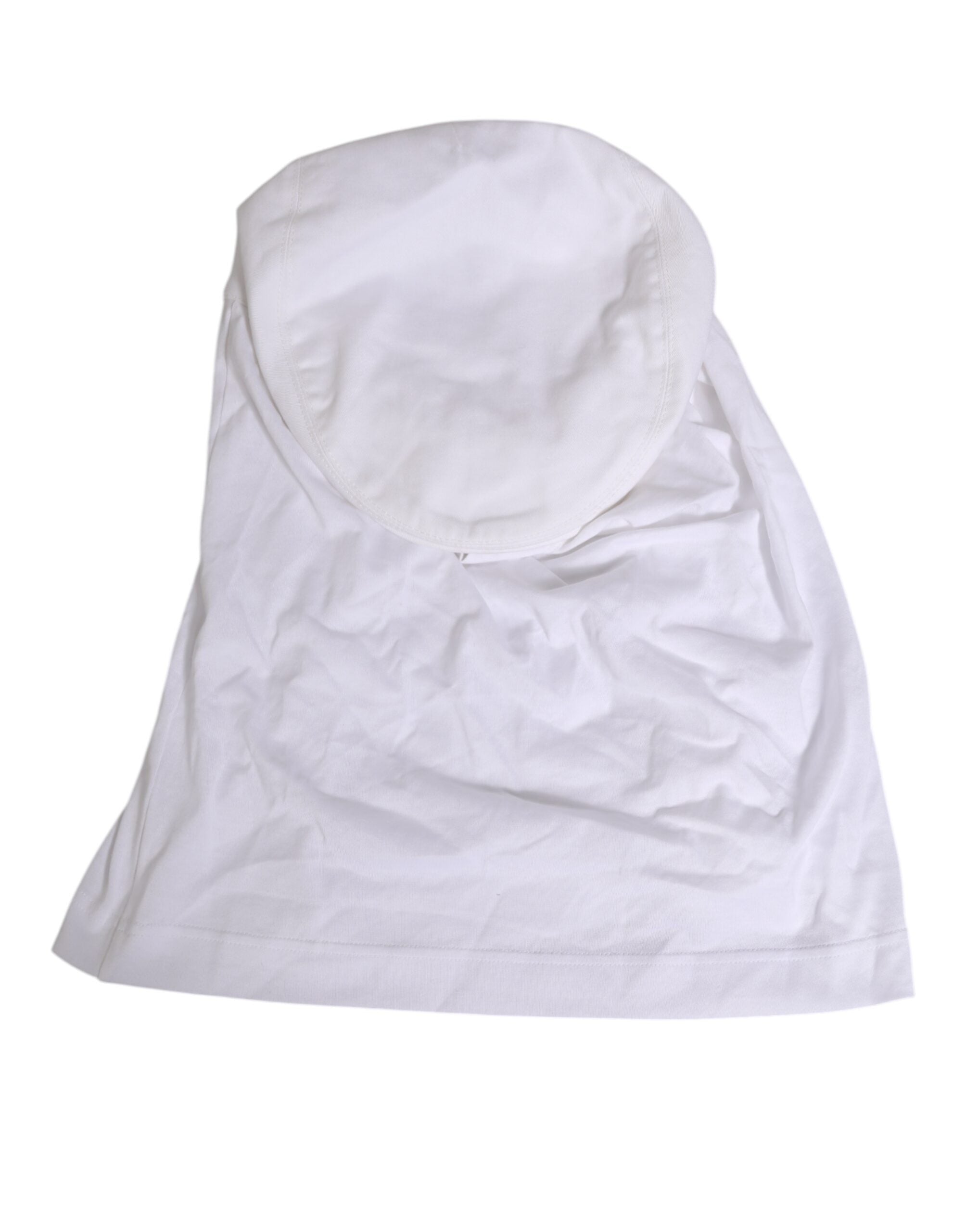 Dolce & Gabbana White Cotton DG Logo Plaque Baseball Balaclava Hat