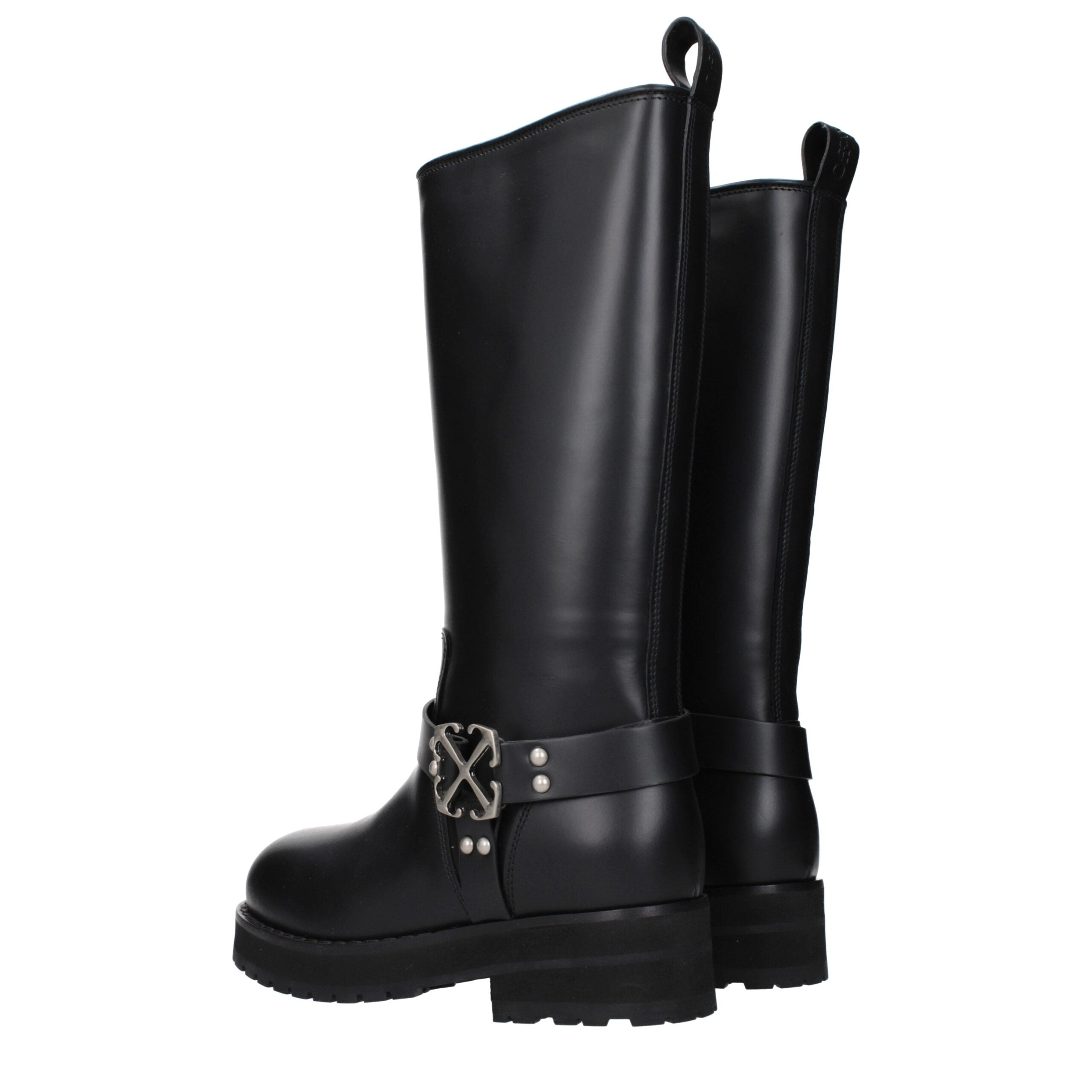 Off-White Black Leather Boots
