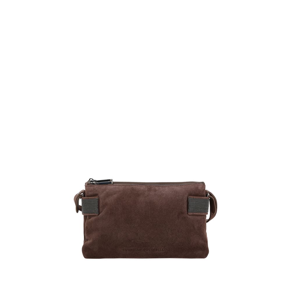 Brunello Cucinelli Brown Calf Leather Bos Taurus Shoulder Bag