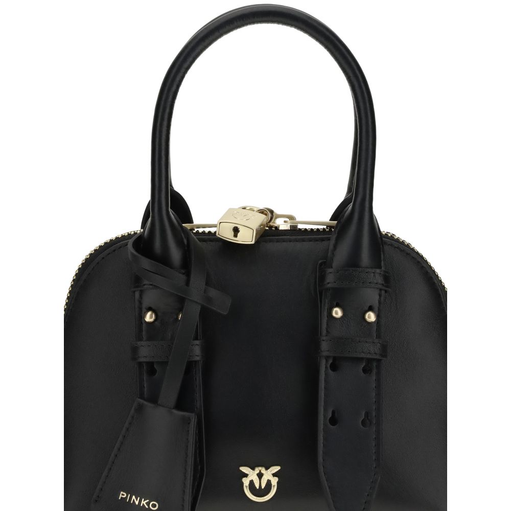 PINKO Black Calf Leather Bos Taurus Handbag