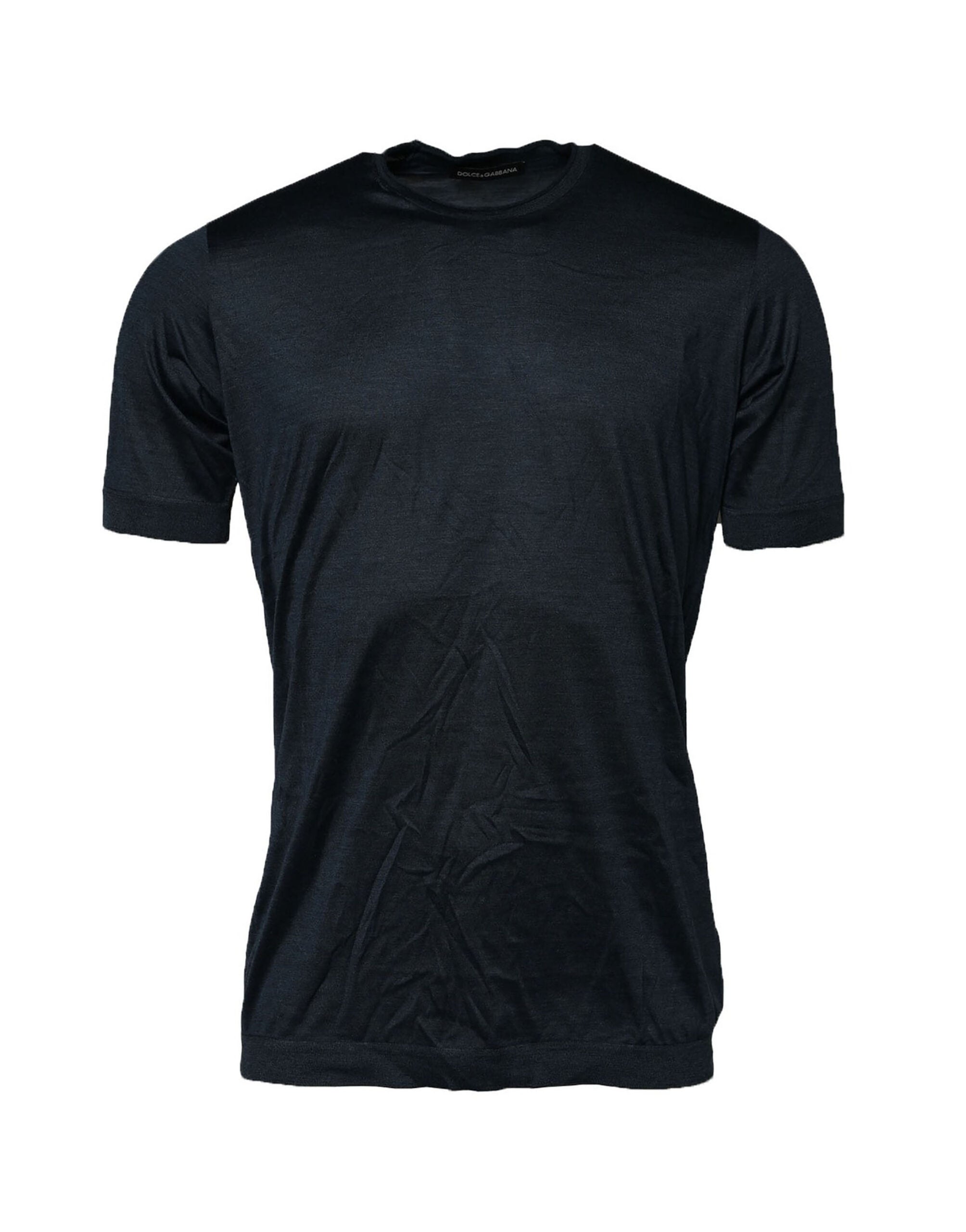 Dolce & Gabbana Blue Silk Crew Neck Short Sleeves Men T-Shirt