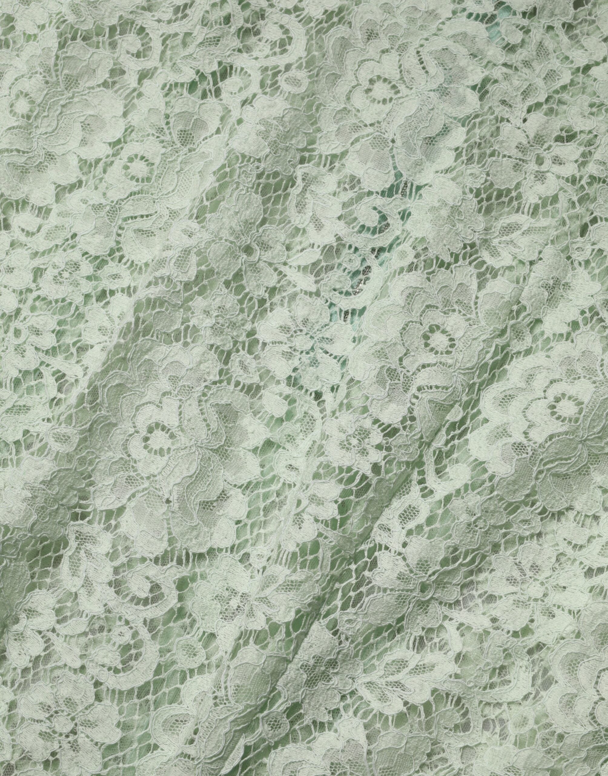 Dolce & Gabbana Mint Green Floral Lace Trim Midi Dress