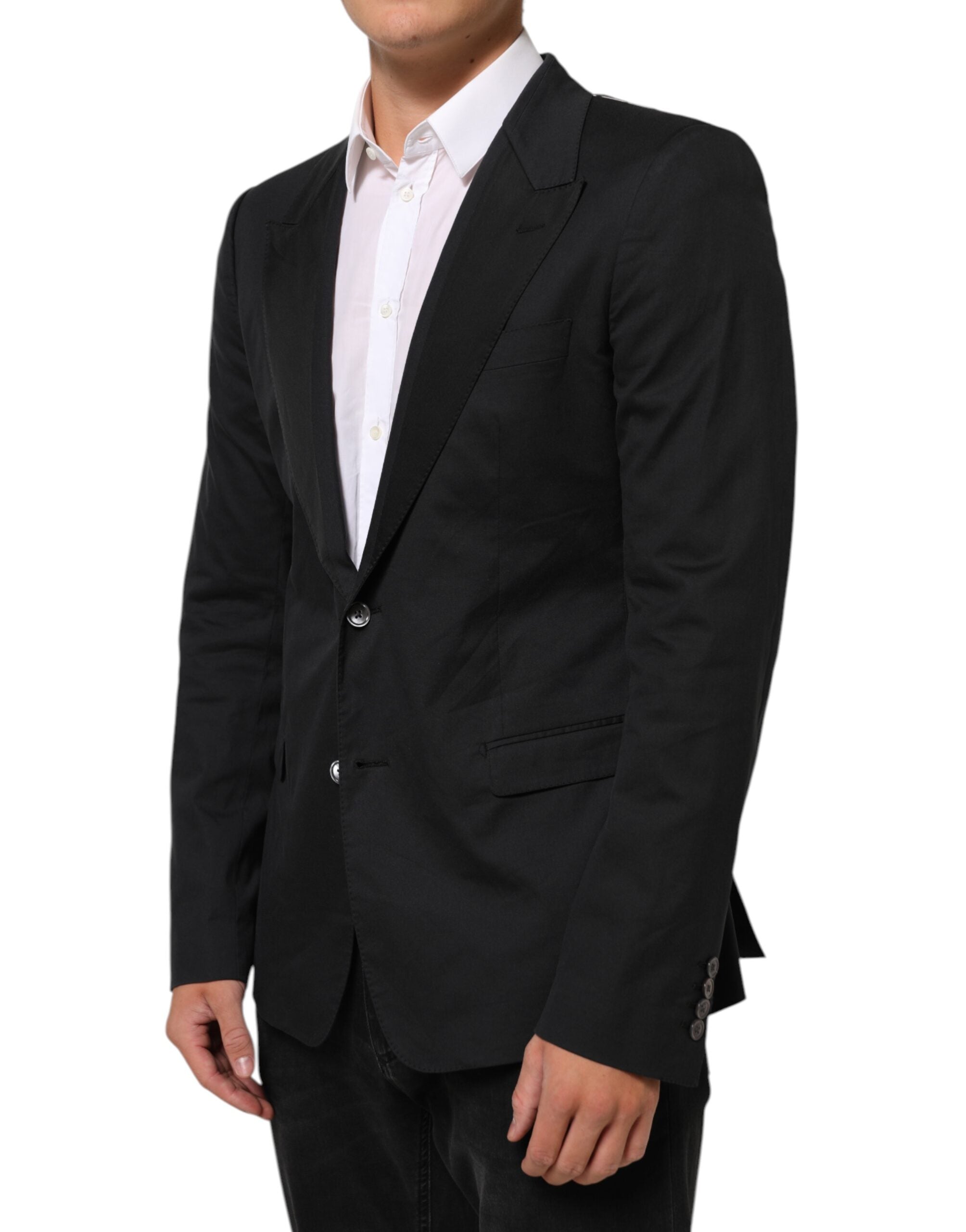 Dolce & Gabbana Black Cotton 2 Buttons Suit Jacket Blazer