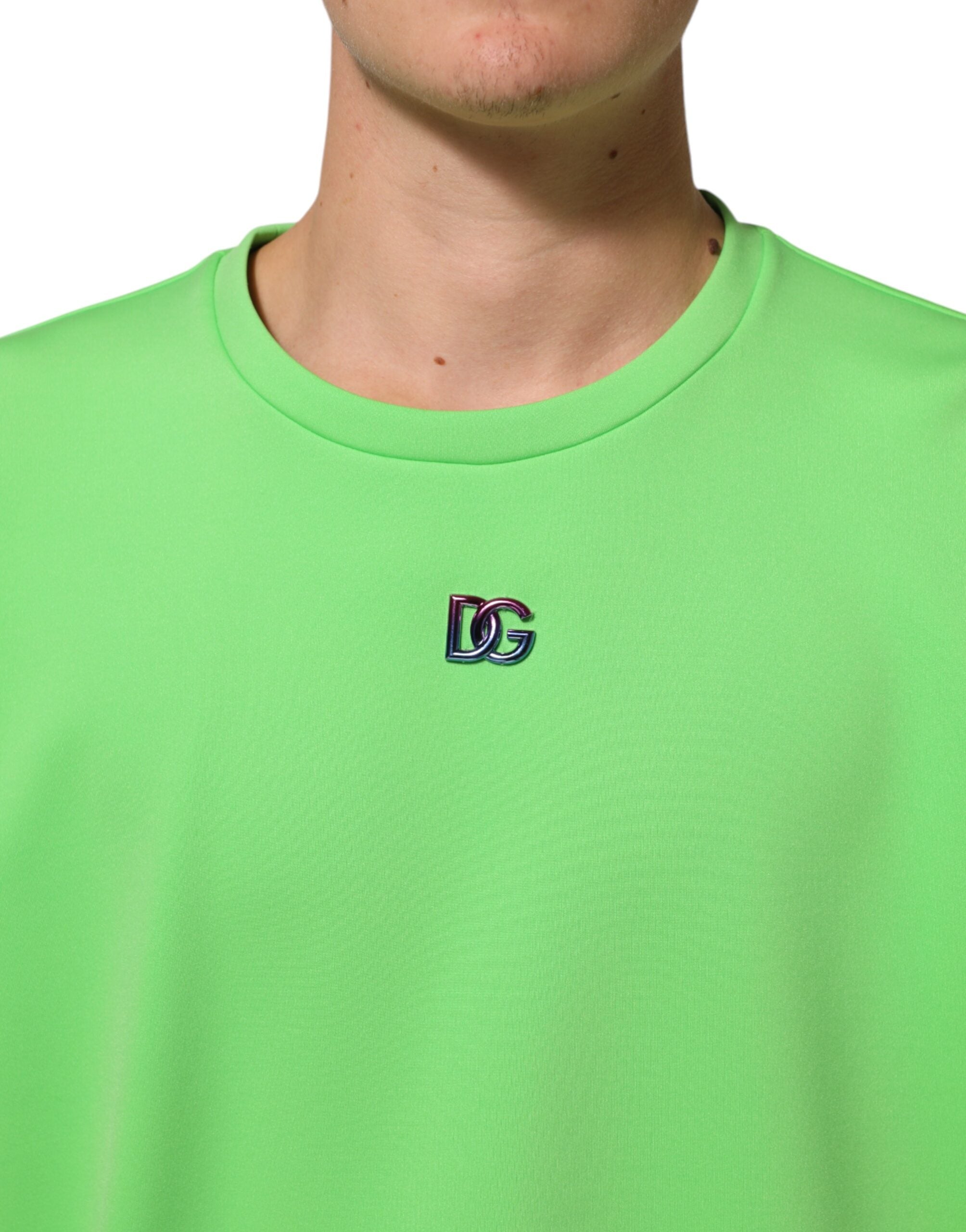 Dolce & Gabbana Green Logo Crew Neck Short Sleeves T-shirt