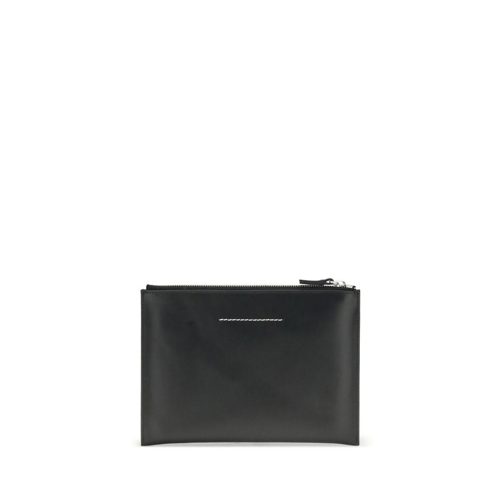 MM6 Black Calf Leather Bos Taurus Clutch Bag