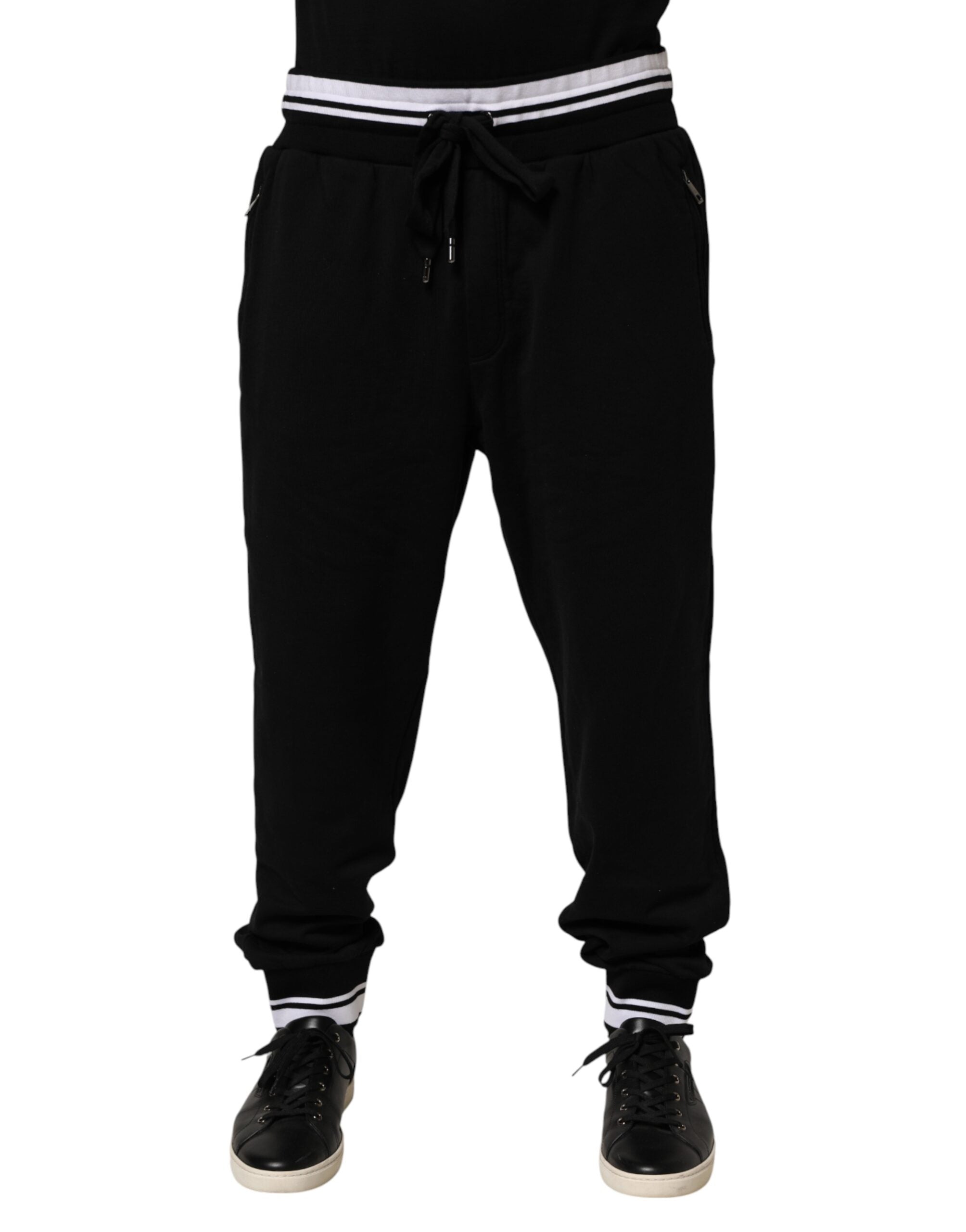 Dolce & Gabbana Black Cotton Sacred-Heart Men Jogger Pants
