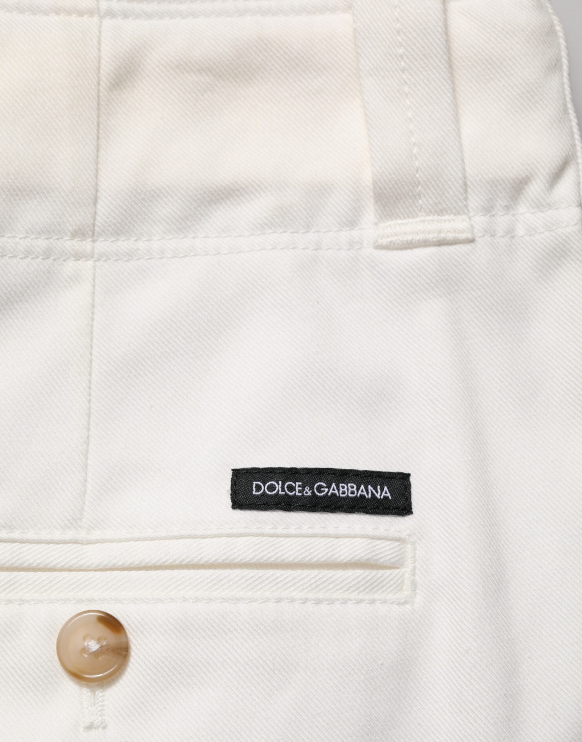 Dolce & Gabbana White Cotton Stretch Cropped Trouser Pants