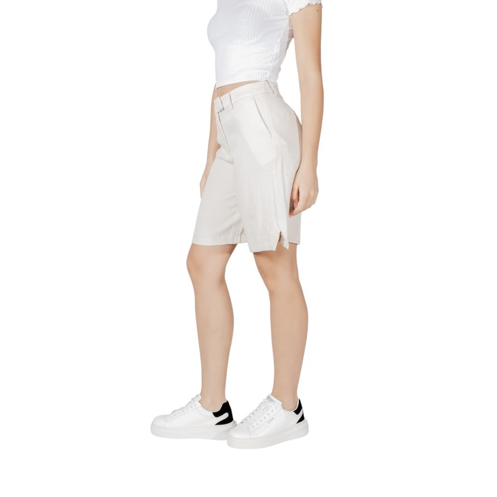 Vila Clothes Beige Viscose Bermuda Shorts