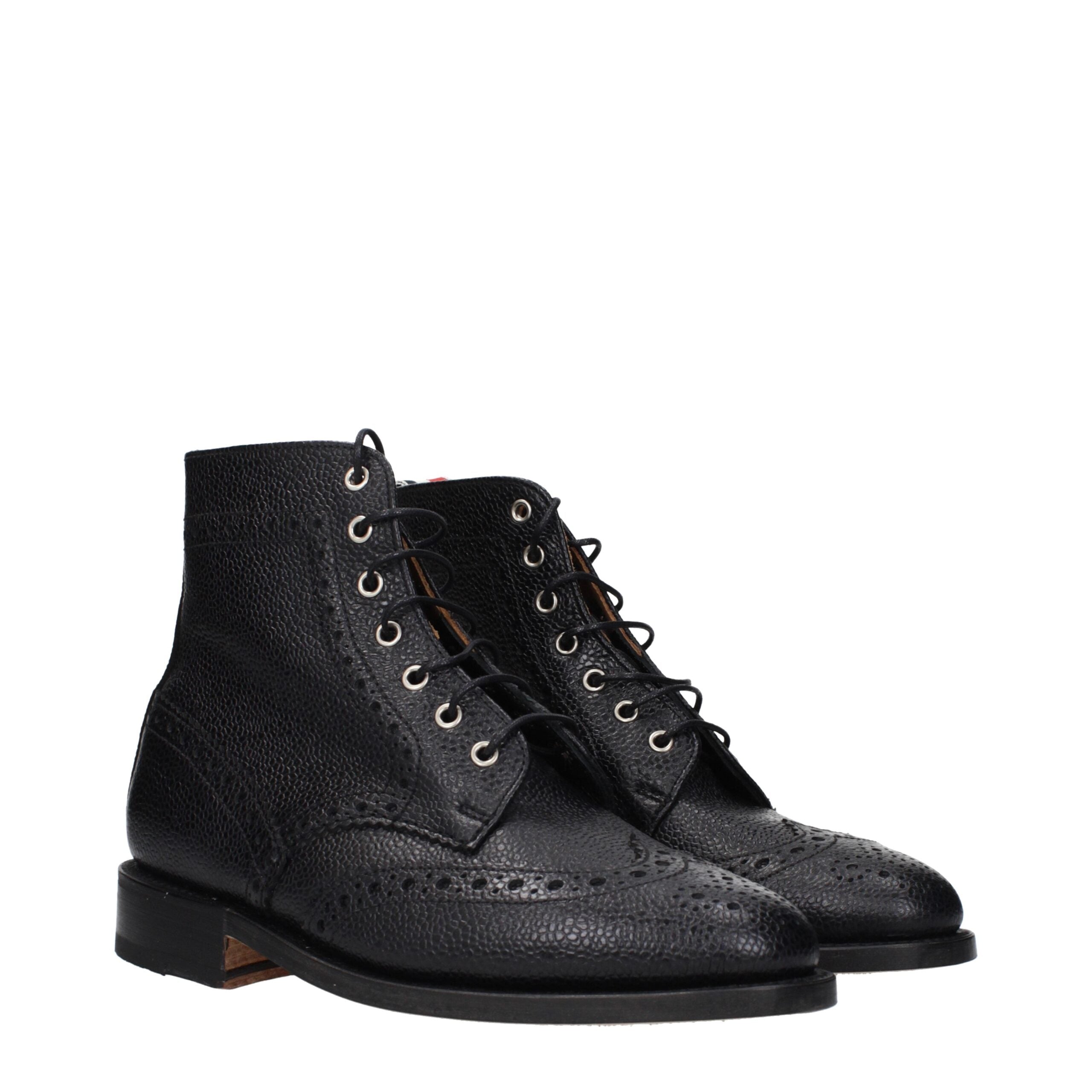 Thom Browne Black Leather Ankle Boots