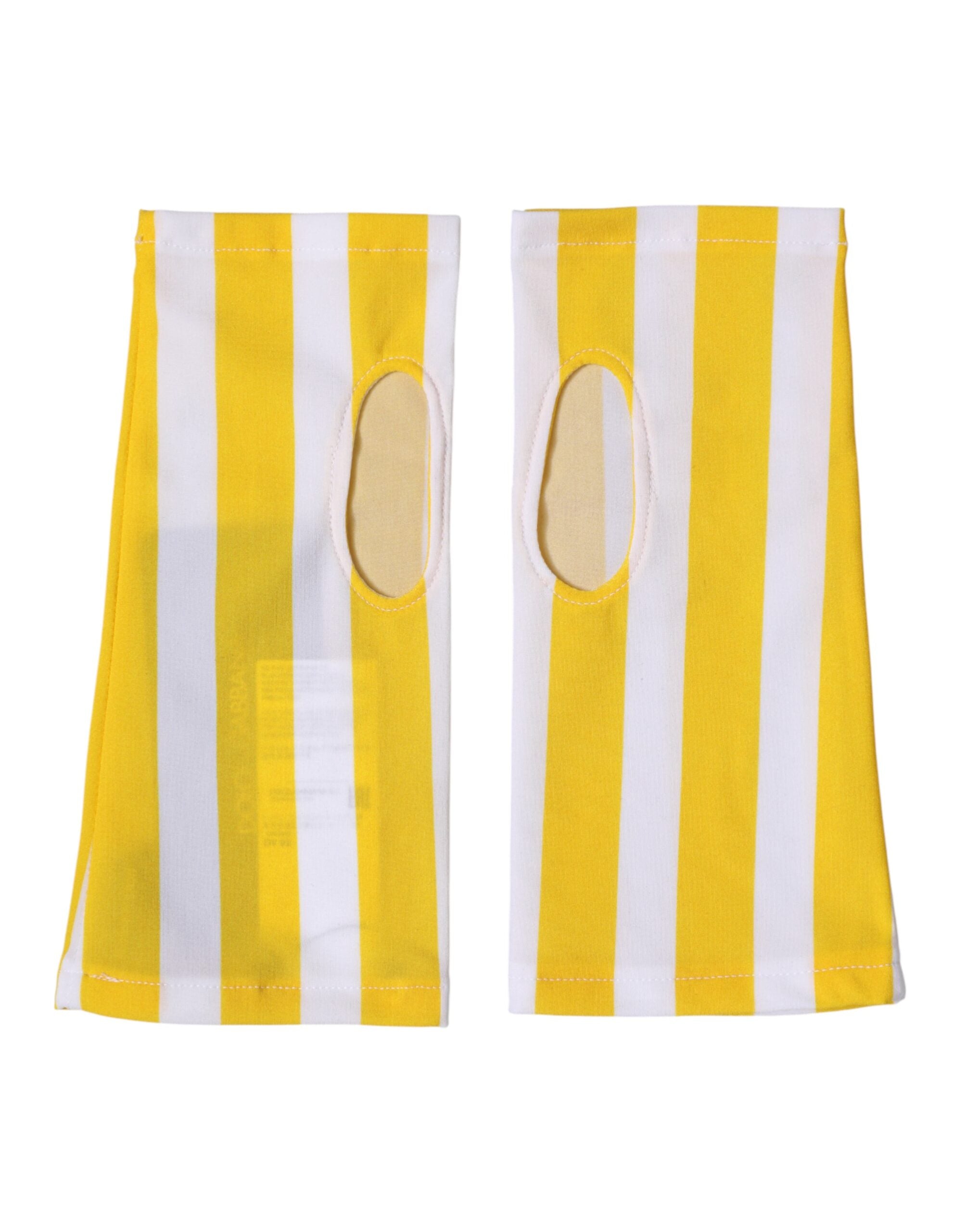 Dolce & Gabbana Yellow White Nylon Fingerless Wrist Length Gloves