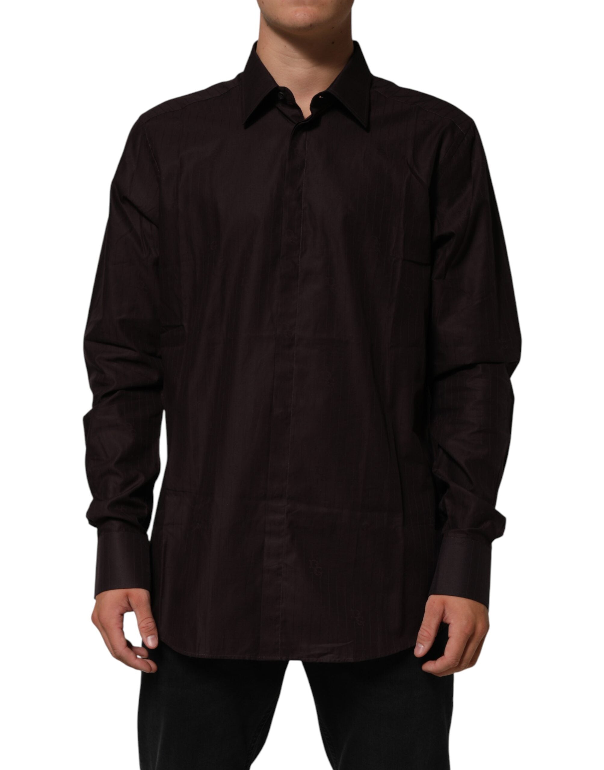 Dolce & Gabbana Brown Cotton LongSleeve MARTINI Dress  Shirt
